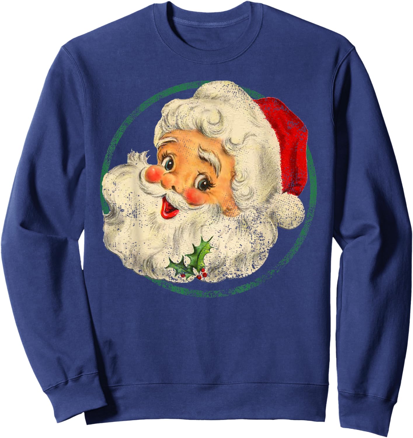 Vintage Christmas Santa Claus Face Old Fashioned Sweatshirt - Sweatshirt | Navy