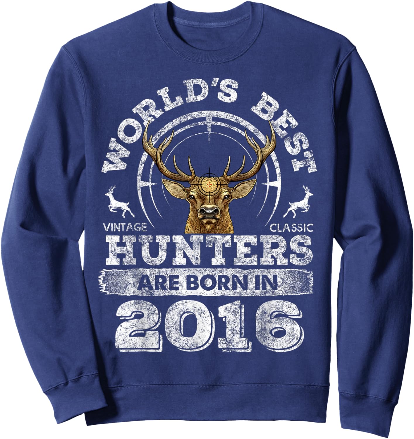 6 Years Old Deer Hunter Born in 2016 6th Birthday Hunter Sweatshirt - Sweatshirt | Navy