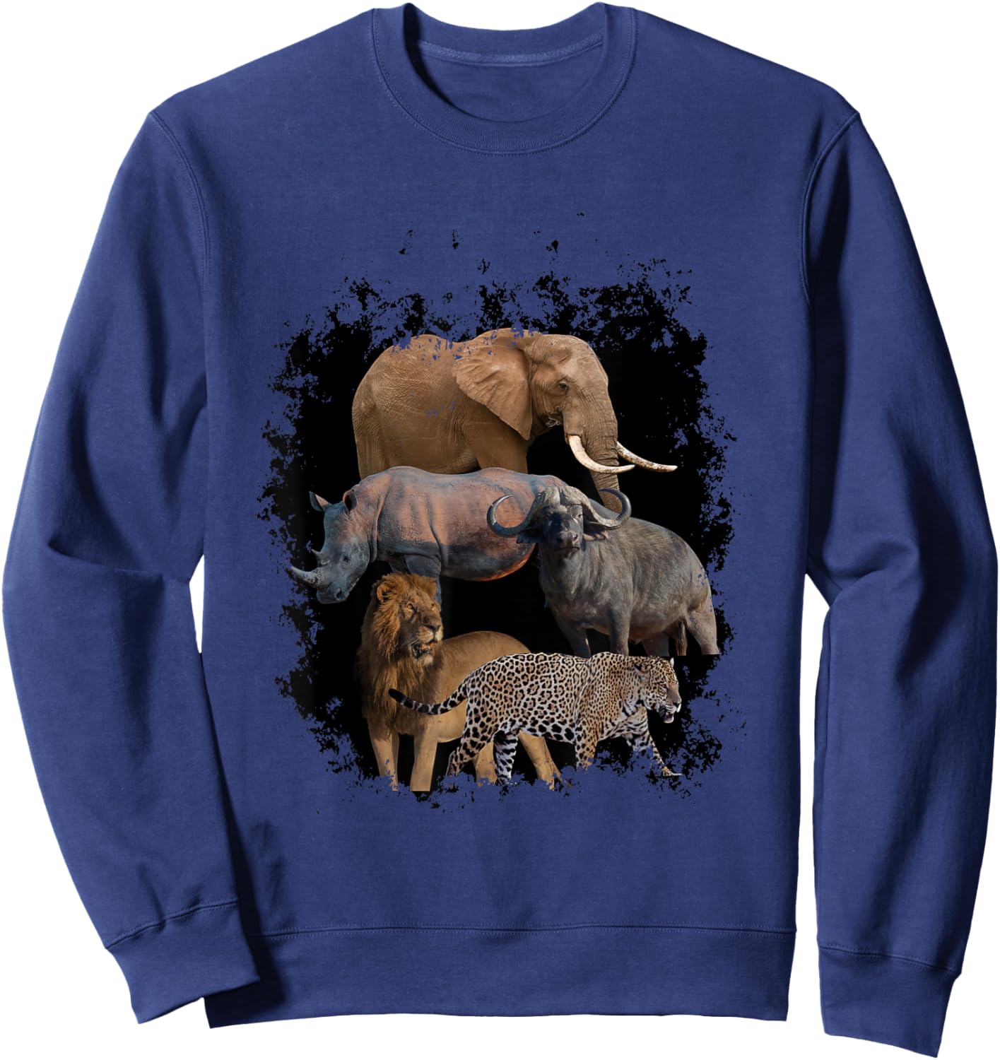 Five Animalsilhouettes Big African Animals Savannahs Designs Sweatshirt - Sweatshirt | Navy