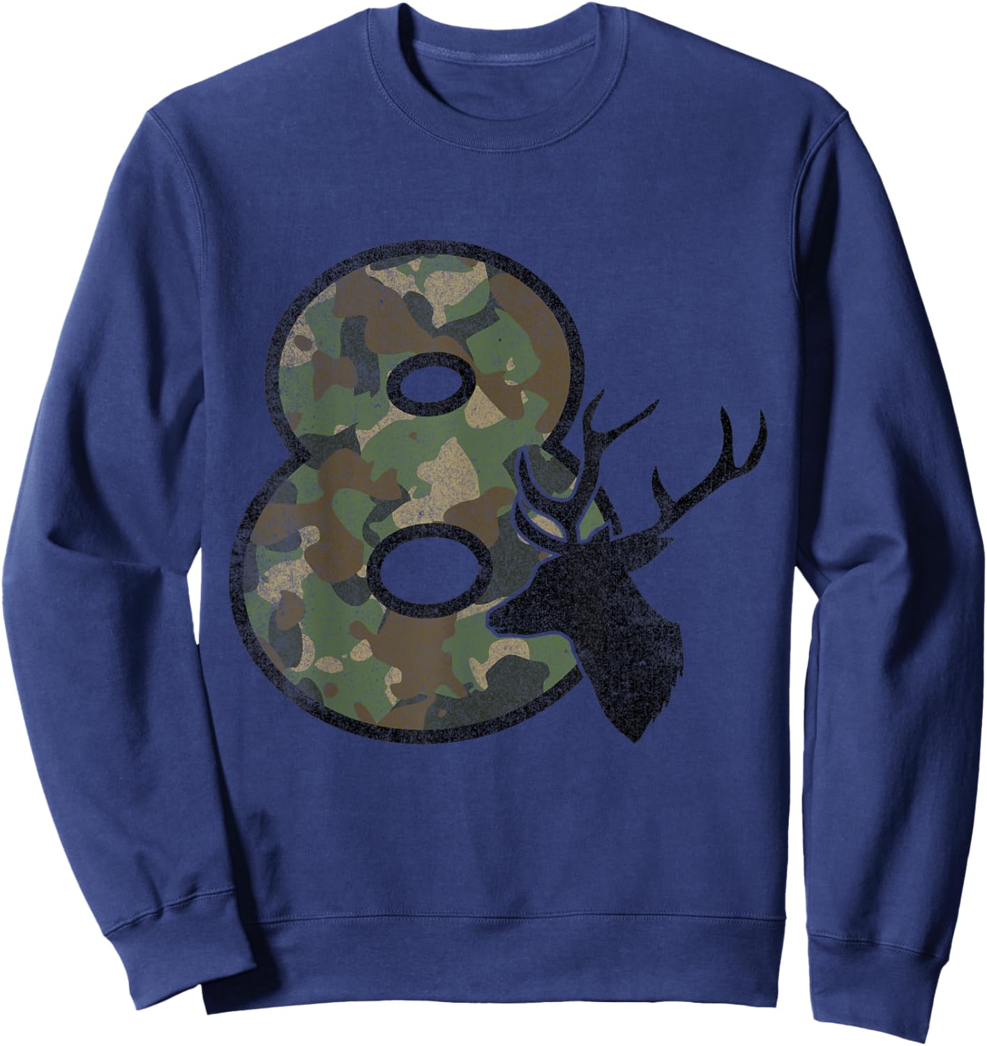 Country Boys Camo 8 Eight Year Old Birthday Deer Hunter Sweatshirt - Sweatshirt | Navy