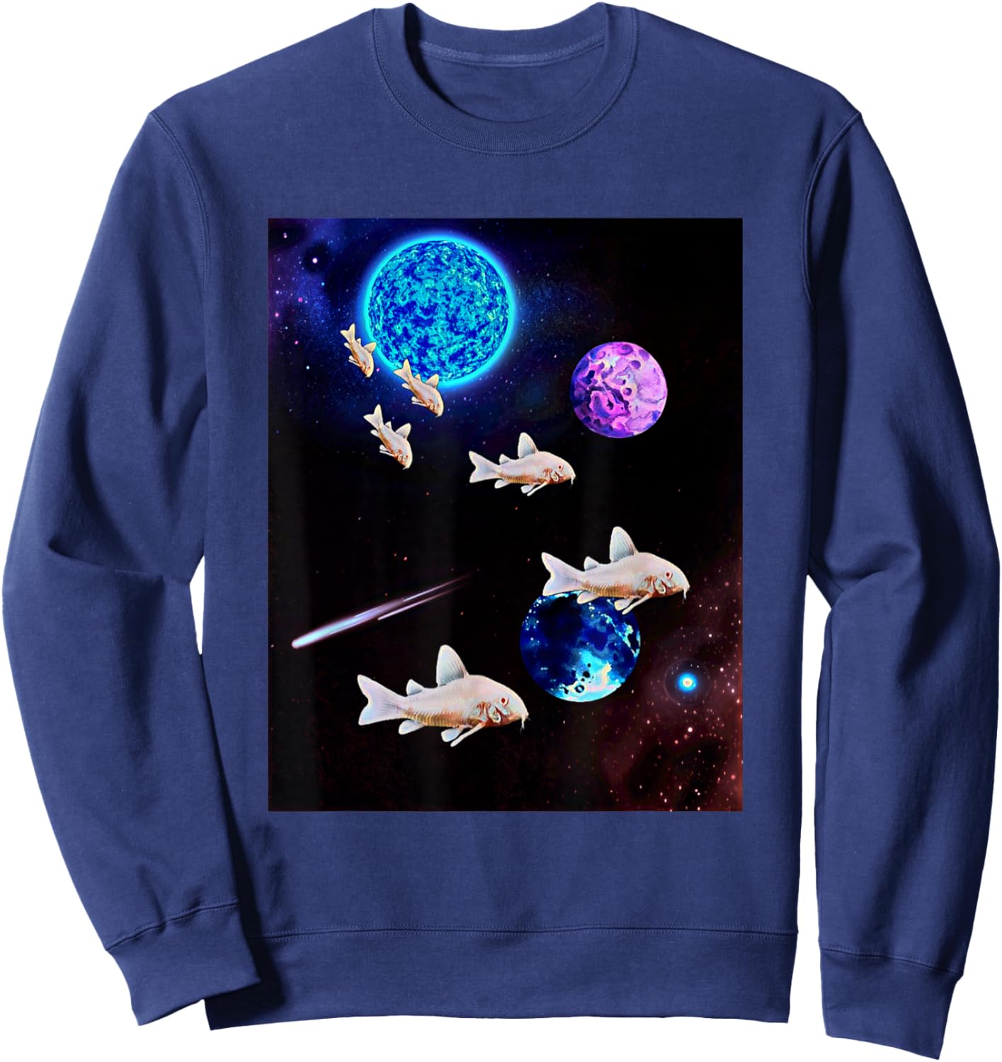 Corydoras Catfish Galaxy Planets Aquarium Catfish Lovers Sweatshirt - Sweatshirt | Navy
