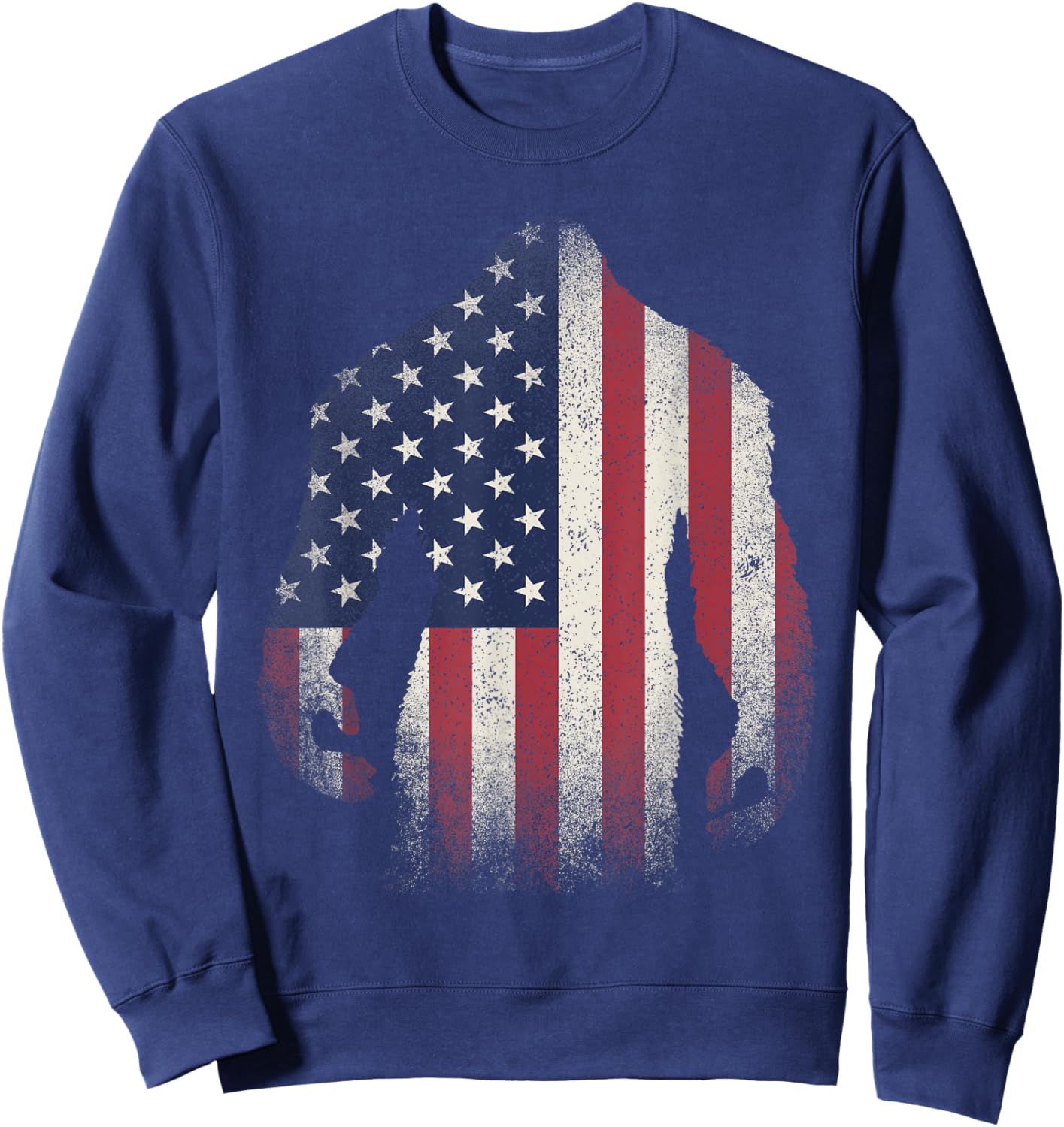 Bigfoot American Flag USA Patriotic Sasquatch Sweatshirt - Sweatshirt | Navy