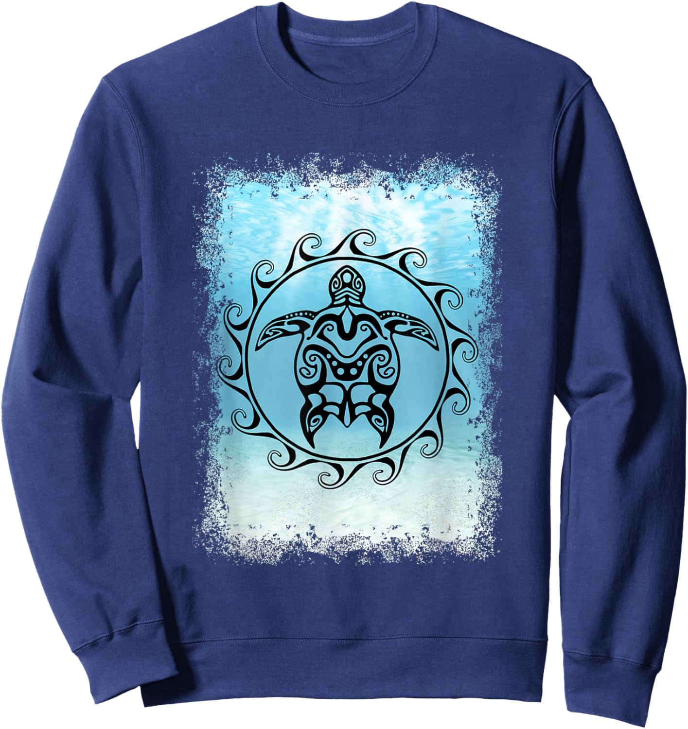 Tribal Sea Turtle Maori Sun Ocean Sweatshirt - Sweatshirt | Navy