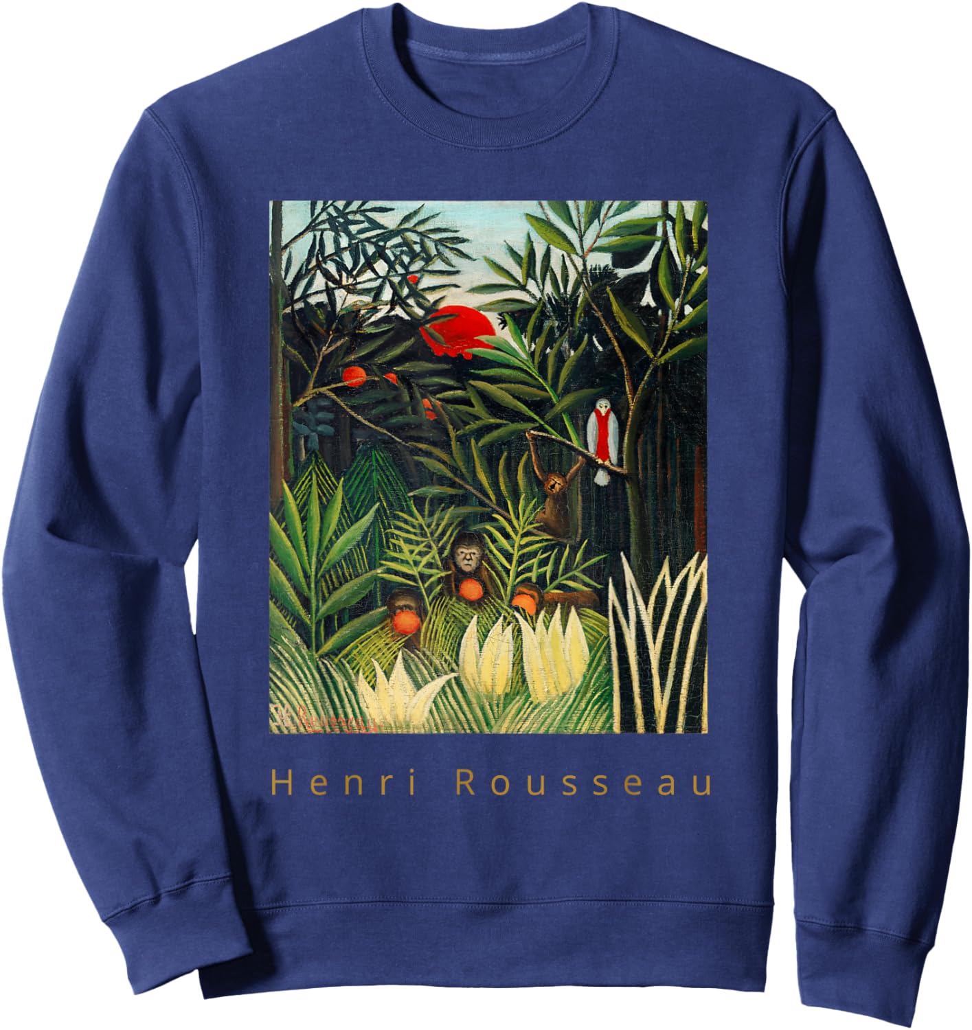 Henri Rousseau Monkeys and Parrot in the Forest Sweatshirt - Sweatshirt | Navy