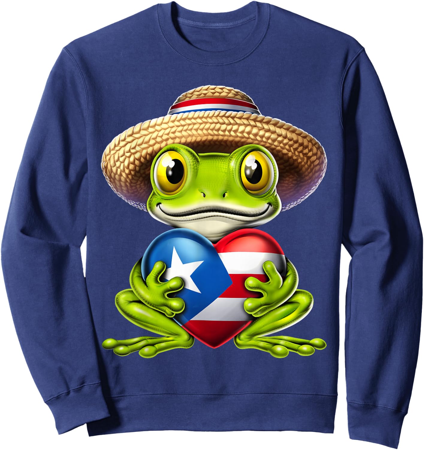 Coqui Frog Puerto Rico Boricua Puerto Rican Flag Taino Sweatshirt - Sweatshirt | Navy