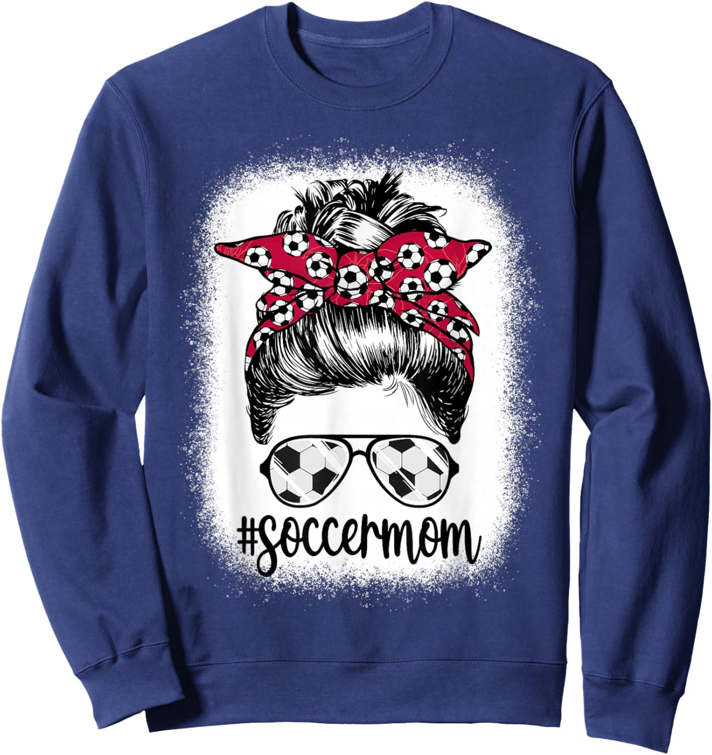 Women Mom Life Soccer Mom Mothers Day Messy Bun Women Funny Sweatshirt - Sweatshirt | Navy