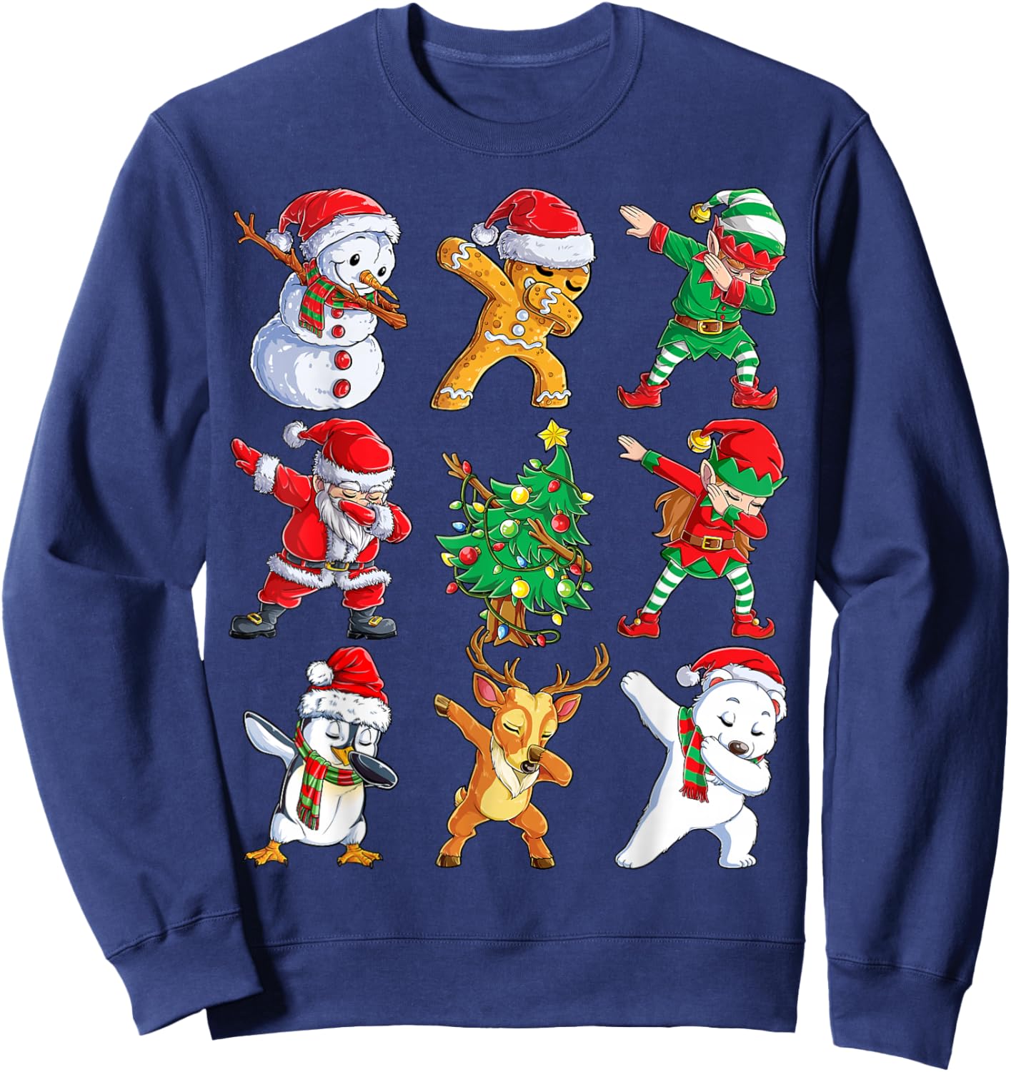 Dabbing Santa Elf Friends Christmas Boys Girls Men Xmas Dab Sweatshirt - Sweatshirt | Navy