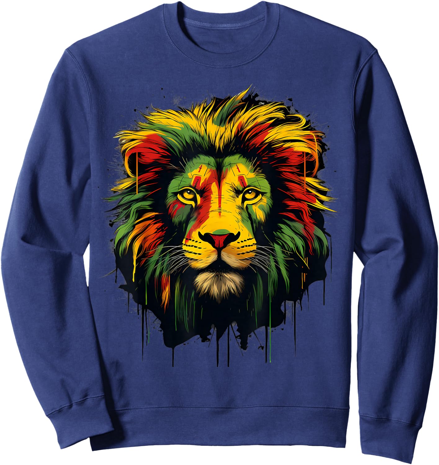 Rasta Reggae Lion Rastafarian Roots Lion Of Judah Jamaica Sweatshirt - Sweatshirt | Navy