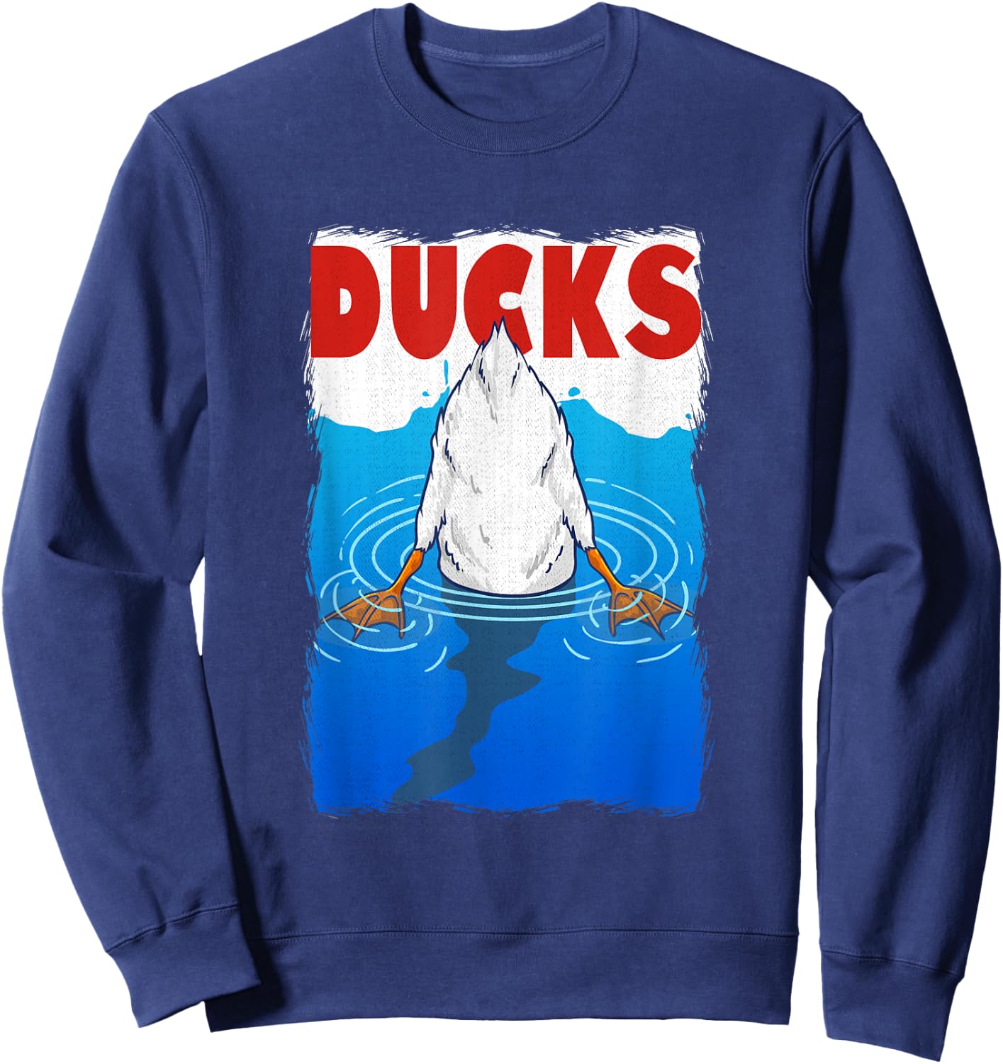 Retro 90s Movies Duck Pun Meme Men Women Funny Duck Sweatshirt - Sweatshirt | Navy