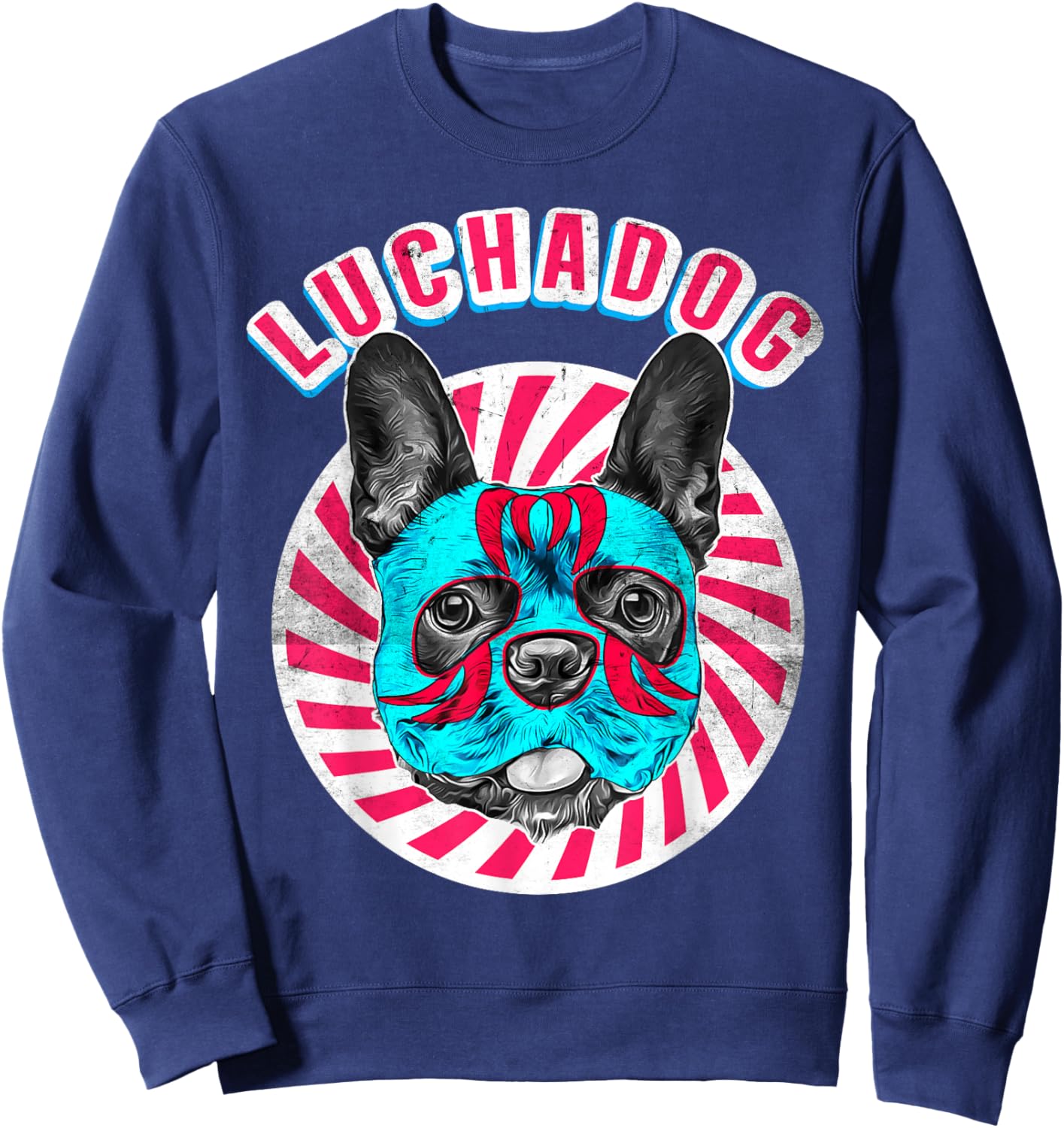 Luchadog Mexican Wrestling - Lucha Luchador Dog Wears Mask Sweatshirt - Sweatshirt | Navy