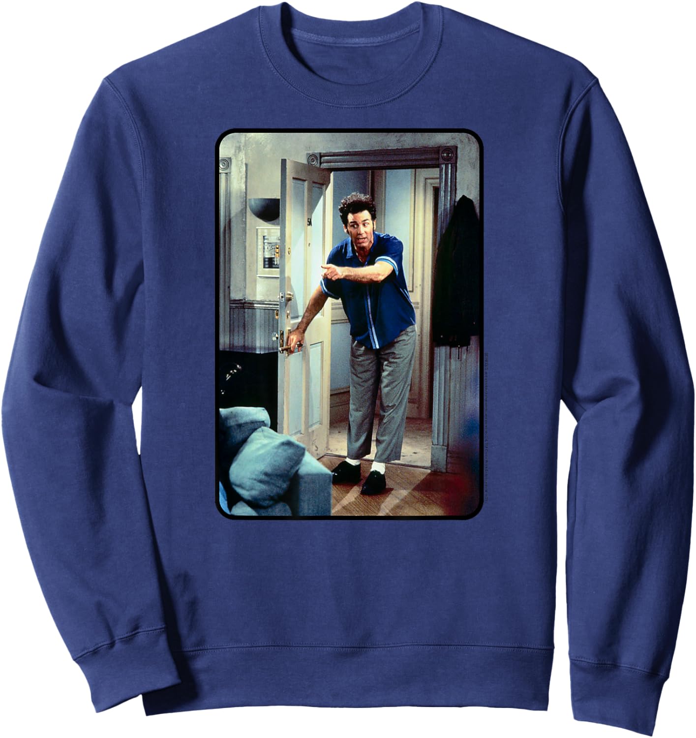 Seinfeld Kramer at The Door Funny 90's TV Show Sweatshirt - Sweatshirt | Navy