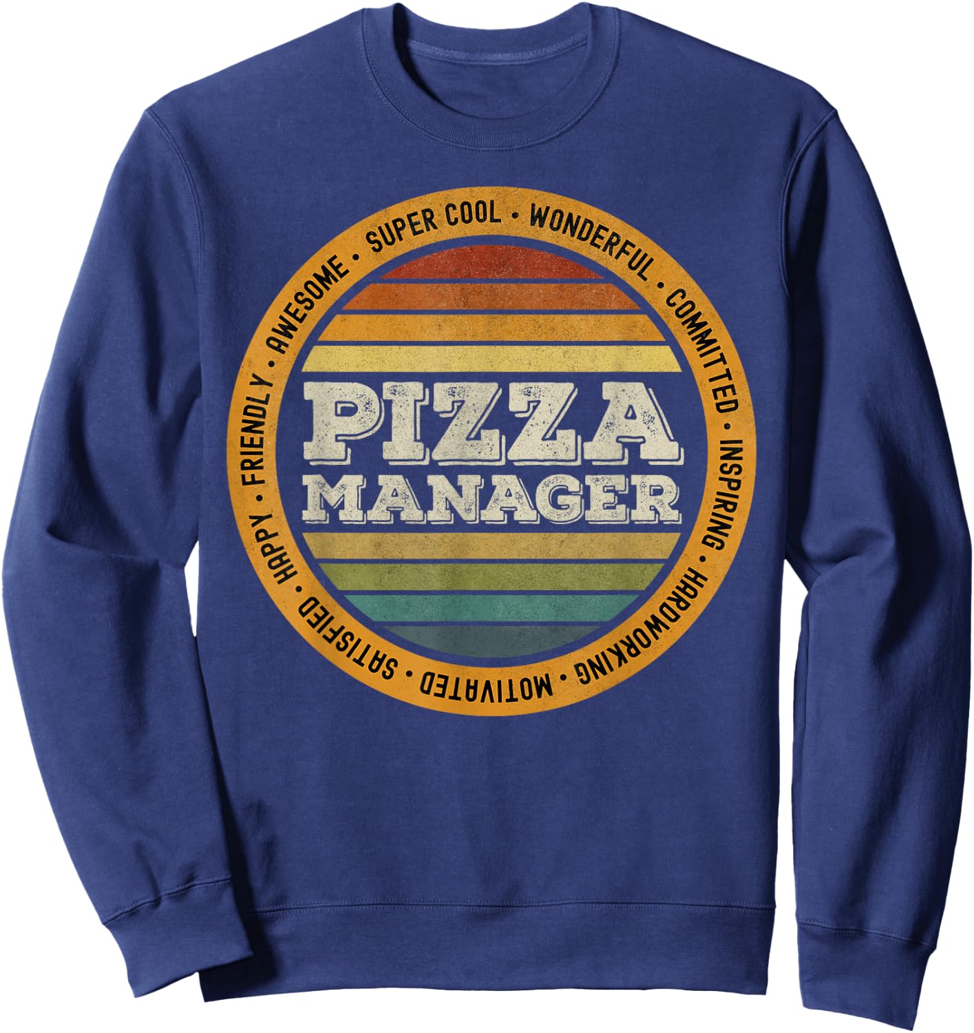 Retro Vintage Pizza Lover Manager Delivery Guy Sweatshirt - Sweatshirt | Navy