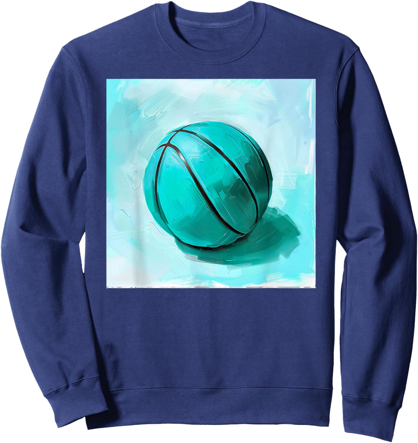 Basketball Ball Sports Teal Turquoise Black Sweatshirt - Sweatshirt | Navy