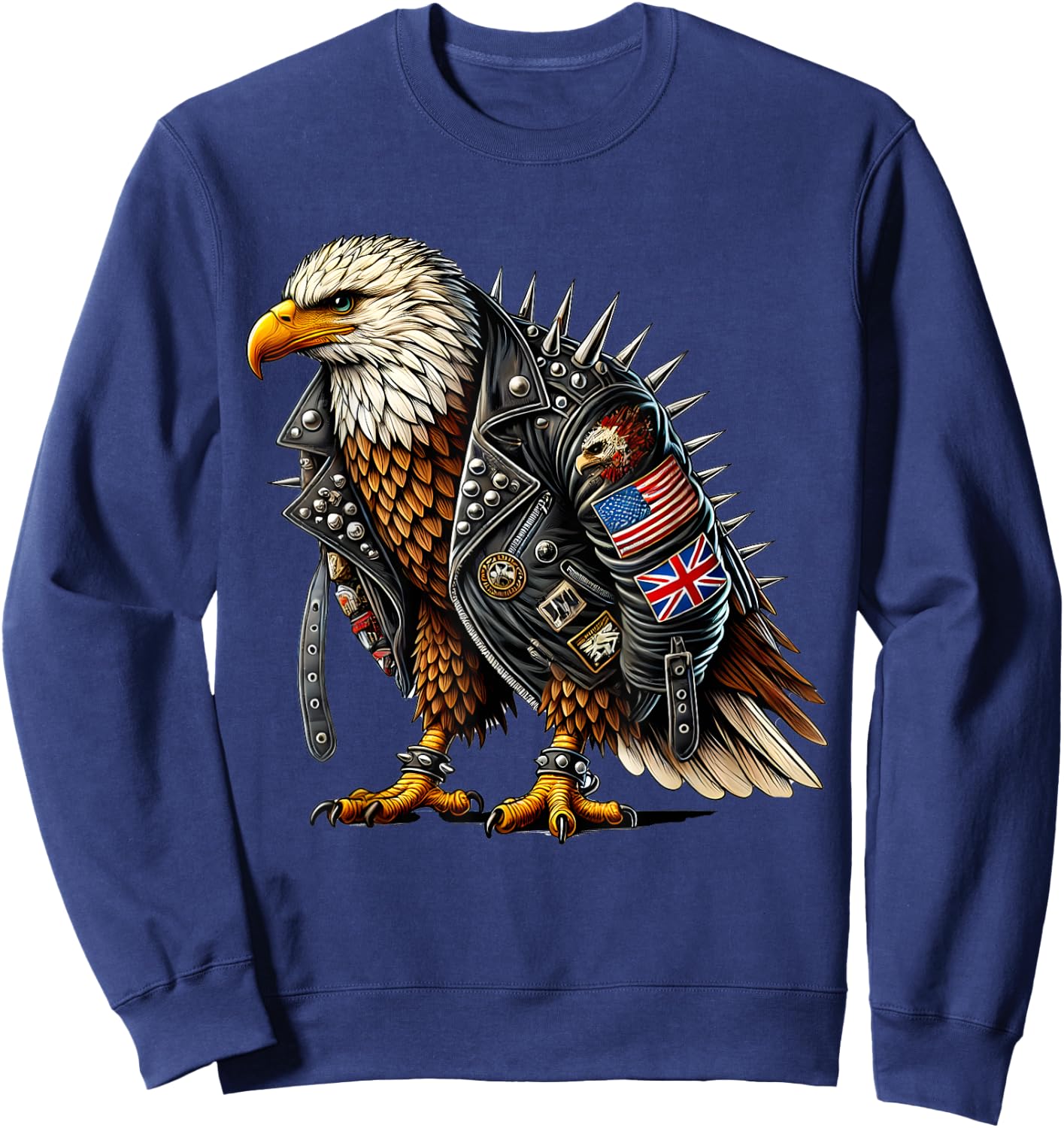 Punk Rock Eagle Sweatshirt - Sweatshirt | Navy