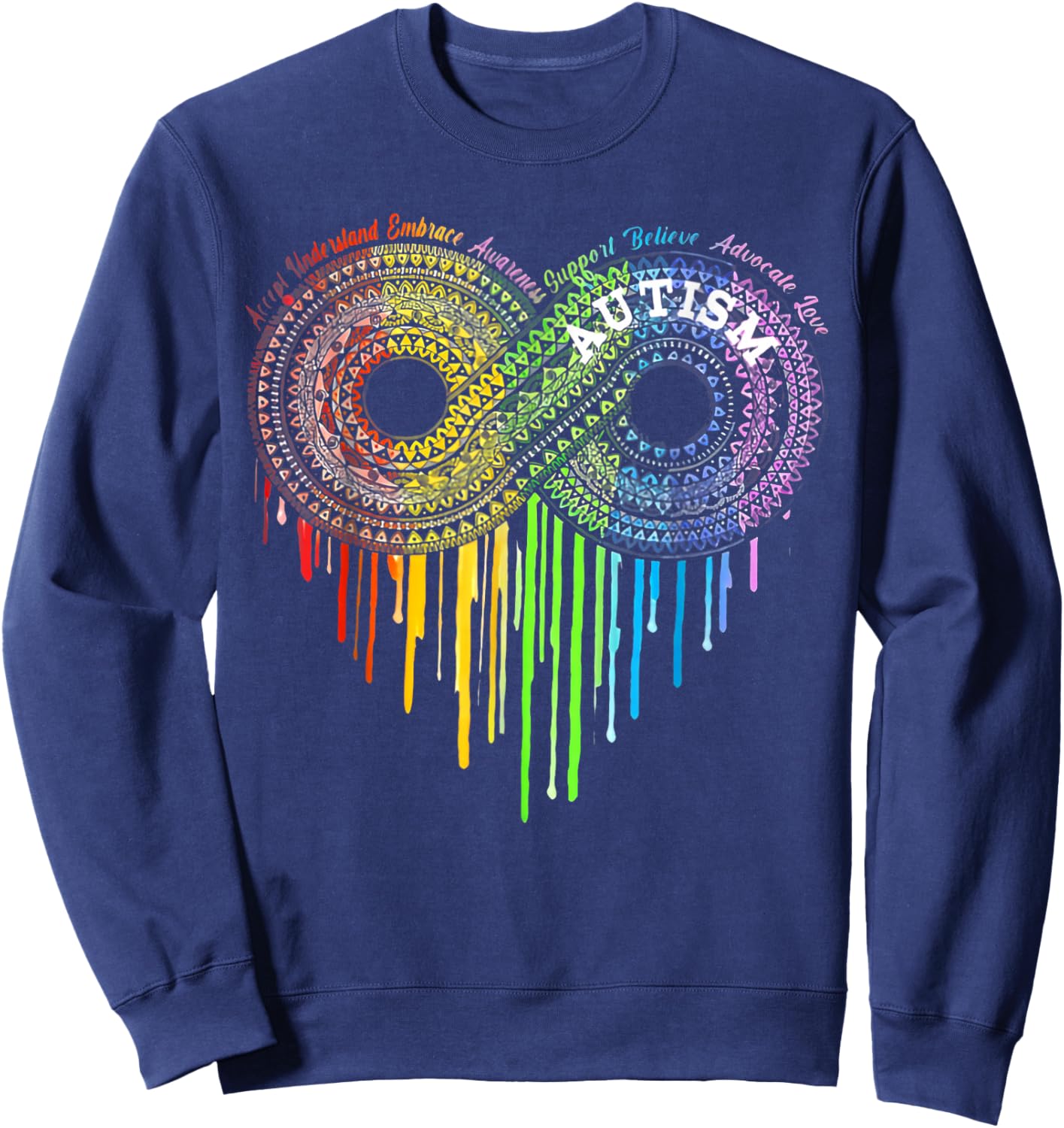 Autism Rainbow Infinity Symbol Asd Awareness Sweatshirt - Sweatshirt | Navy
