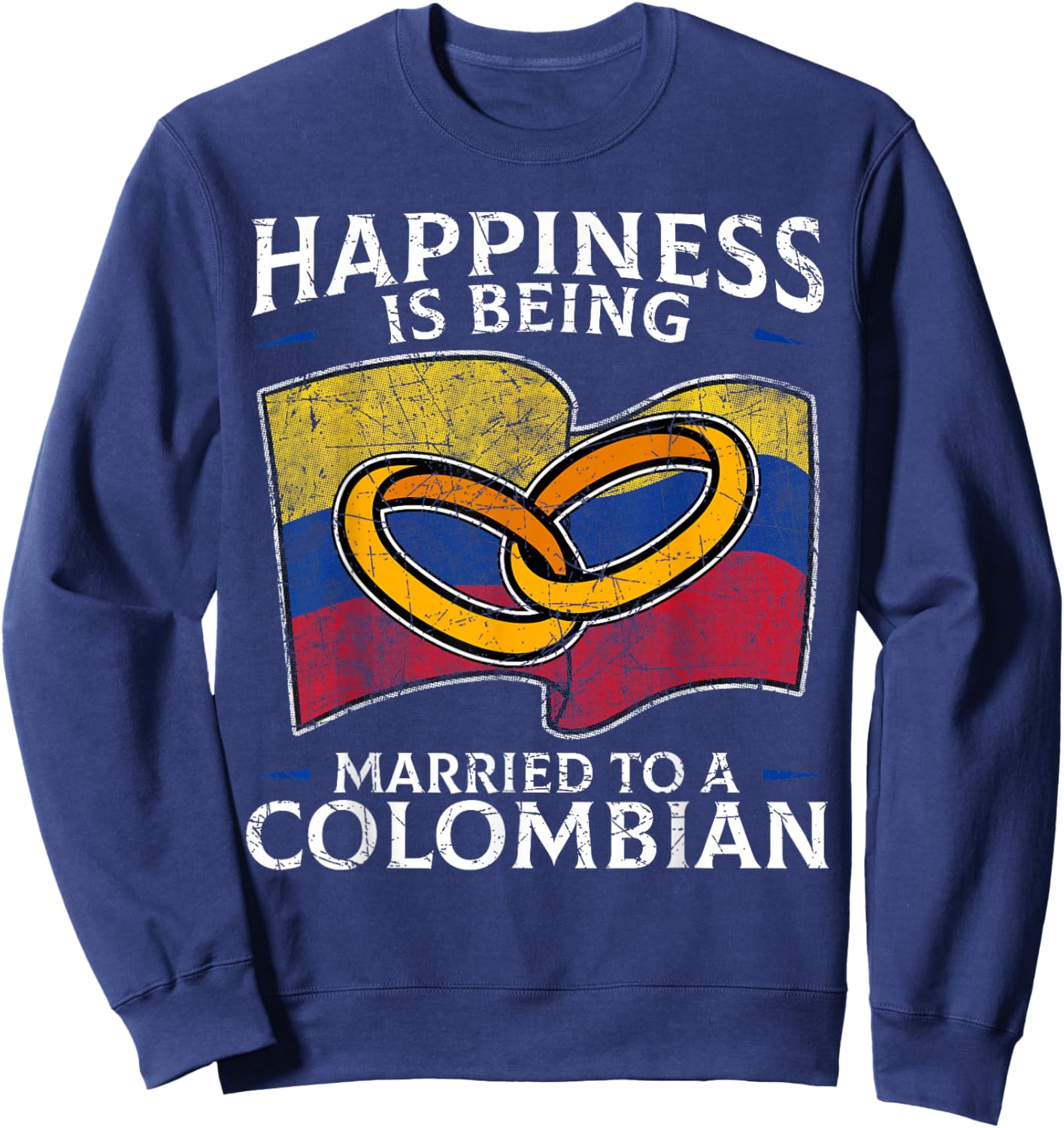 Colombia Marriage Colombian Heritage Married Flag Culture Sweatshirt - Sweatshirt | Navy
