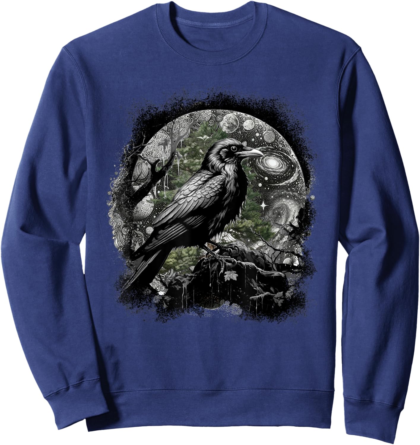 Mystically Occult Raven Birds Ravens Crows Forest Animals Crow Sweatshirt - Sweatshirt | Navy