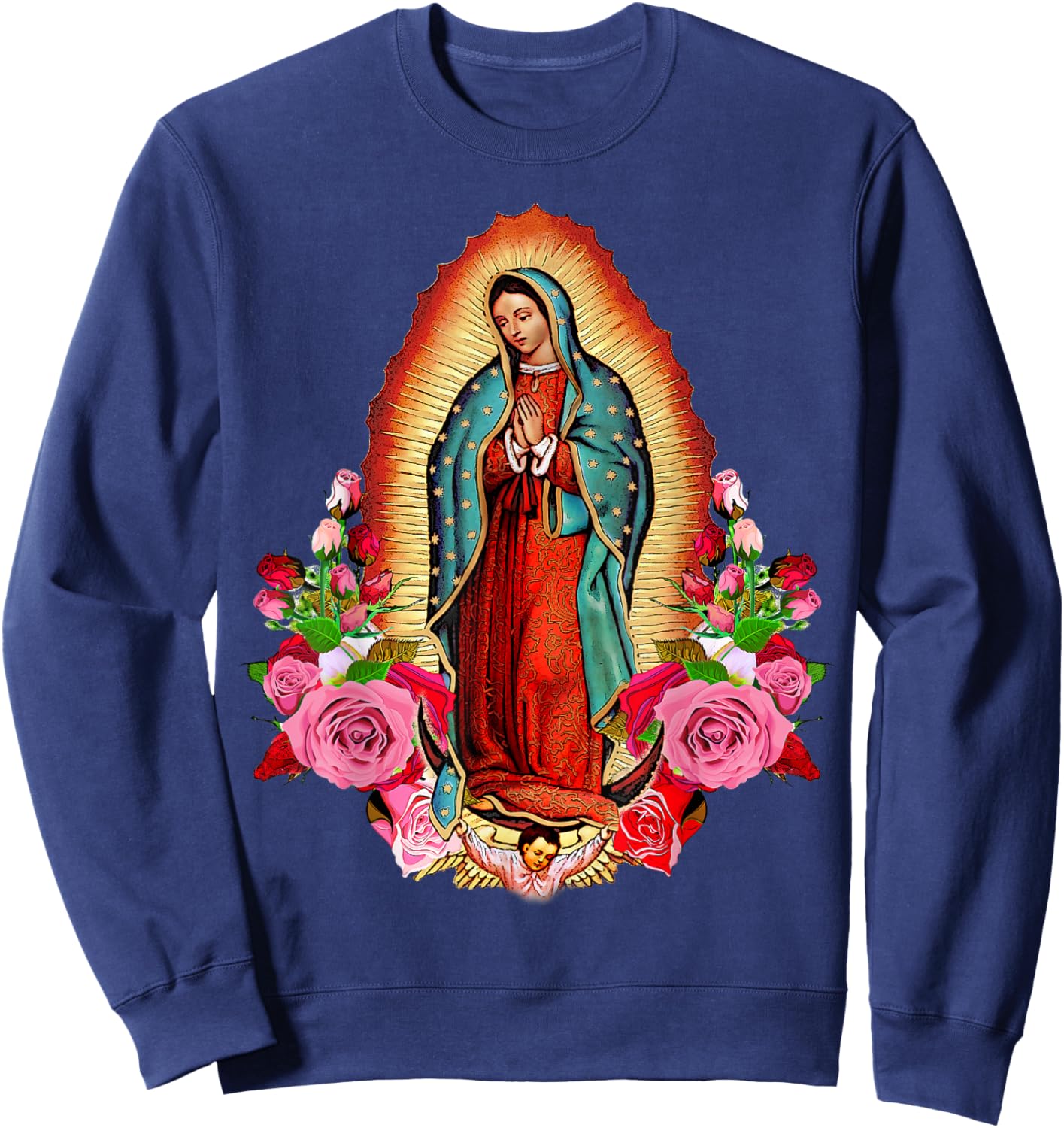 Our Lady of Guadalupe Virgin Mary Sweatshirt - Sweatshirt | Navy