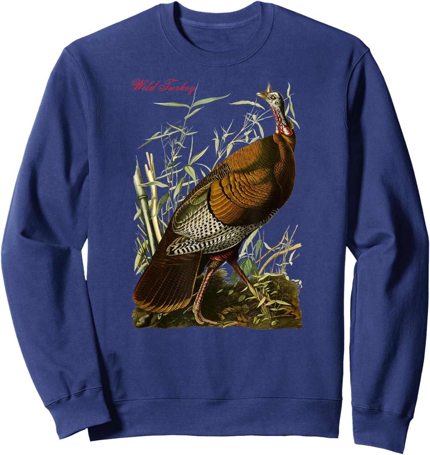 Audubon Wild Turkey North American Birds Education Christmas Sweatshirt - Sweatshirt | Navy