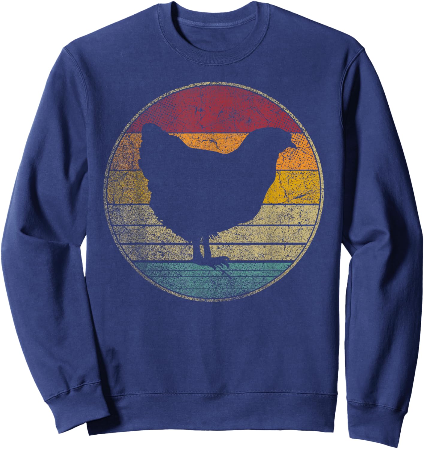 Chicken Hen Bird Farm Vintage Distressed Retro 70s 80s Gift Sweatshirt - Sweatshirt | Navy