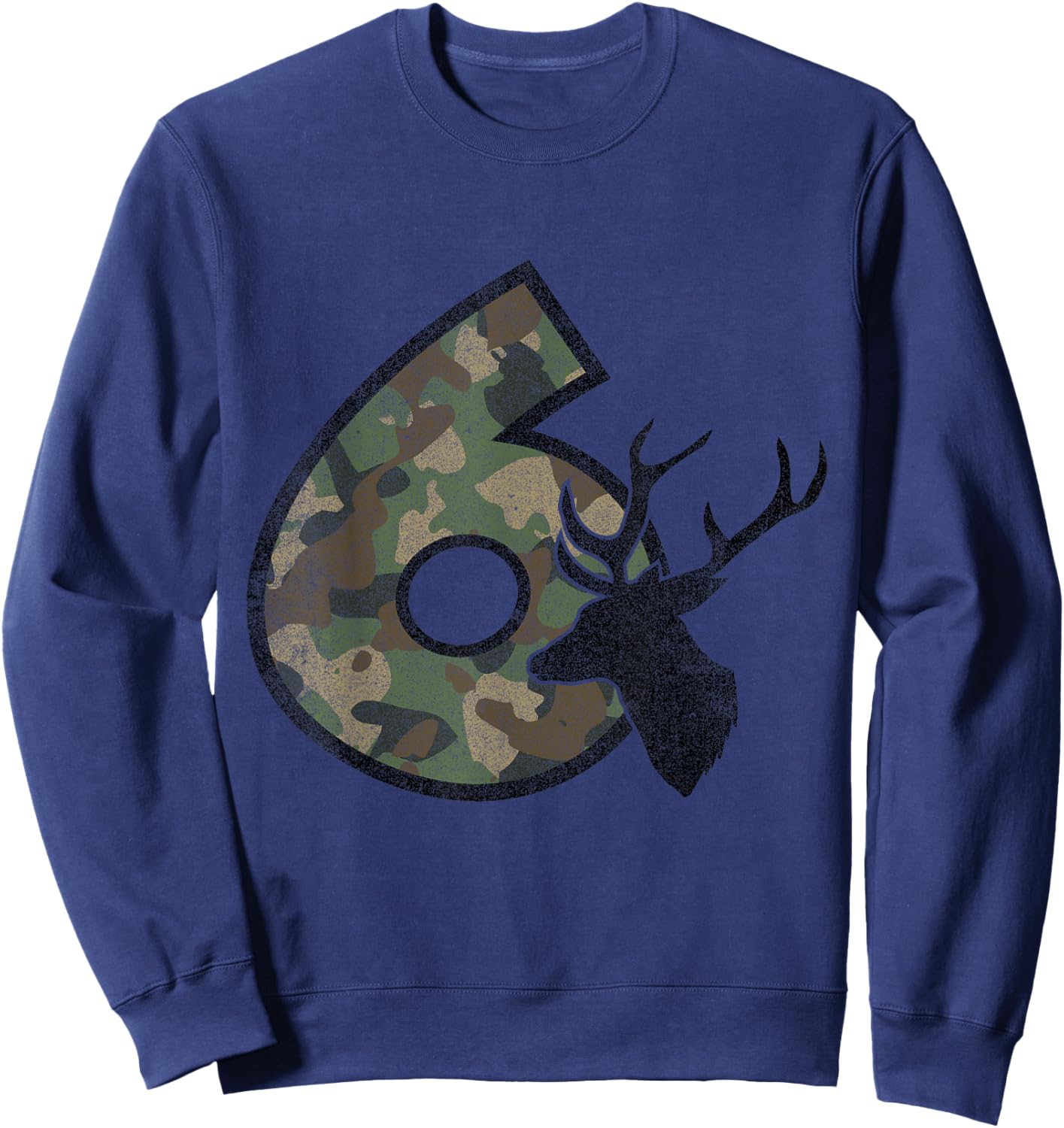 Country Boys Camo 6 Six Sixth Year Old Birthday Deer Hunter Sweatshirt - Sweatshirt | Navy