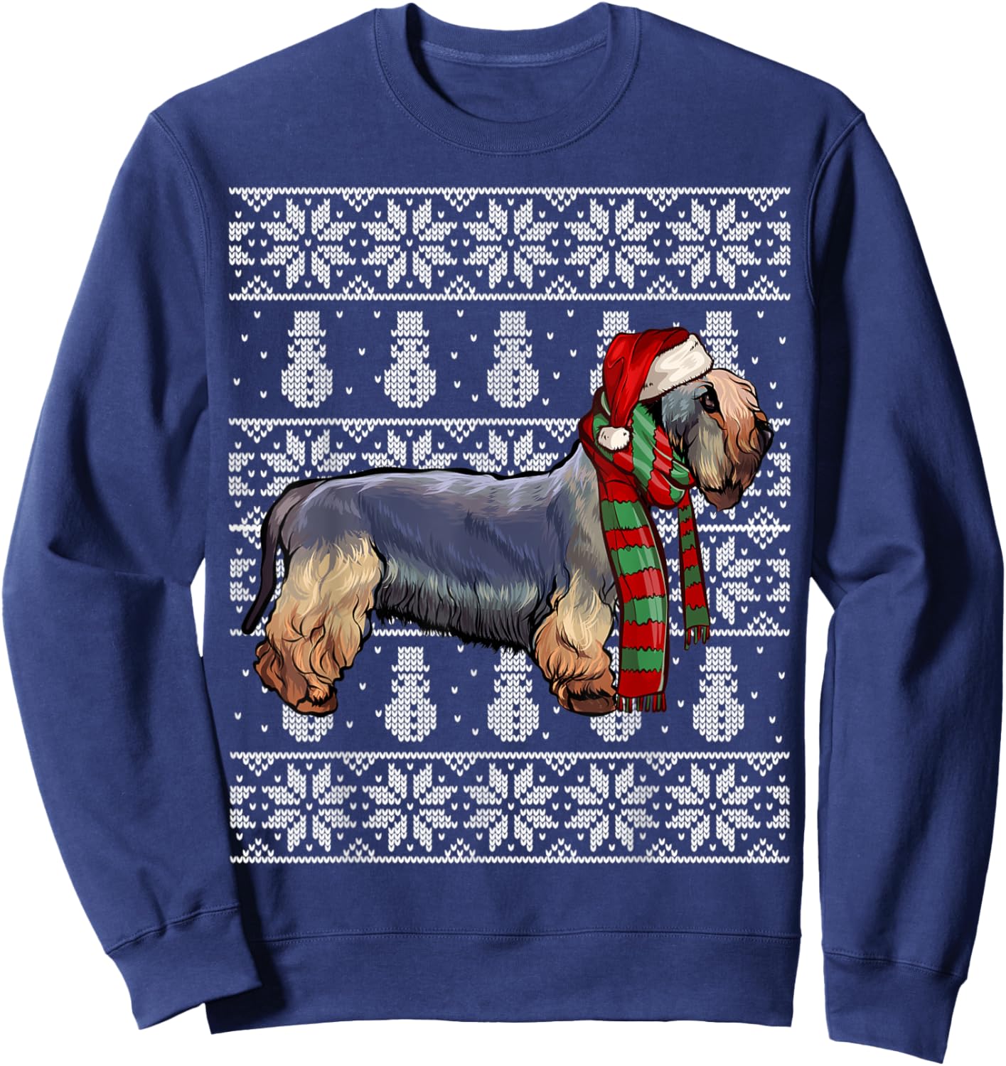 Santa Hat Xmas Cesky Terrier Ugly Christmas Sweatshirt - Sweatshirt | Navy