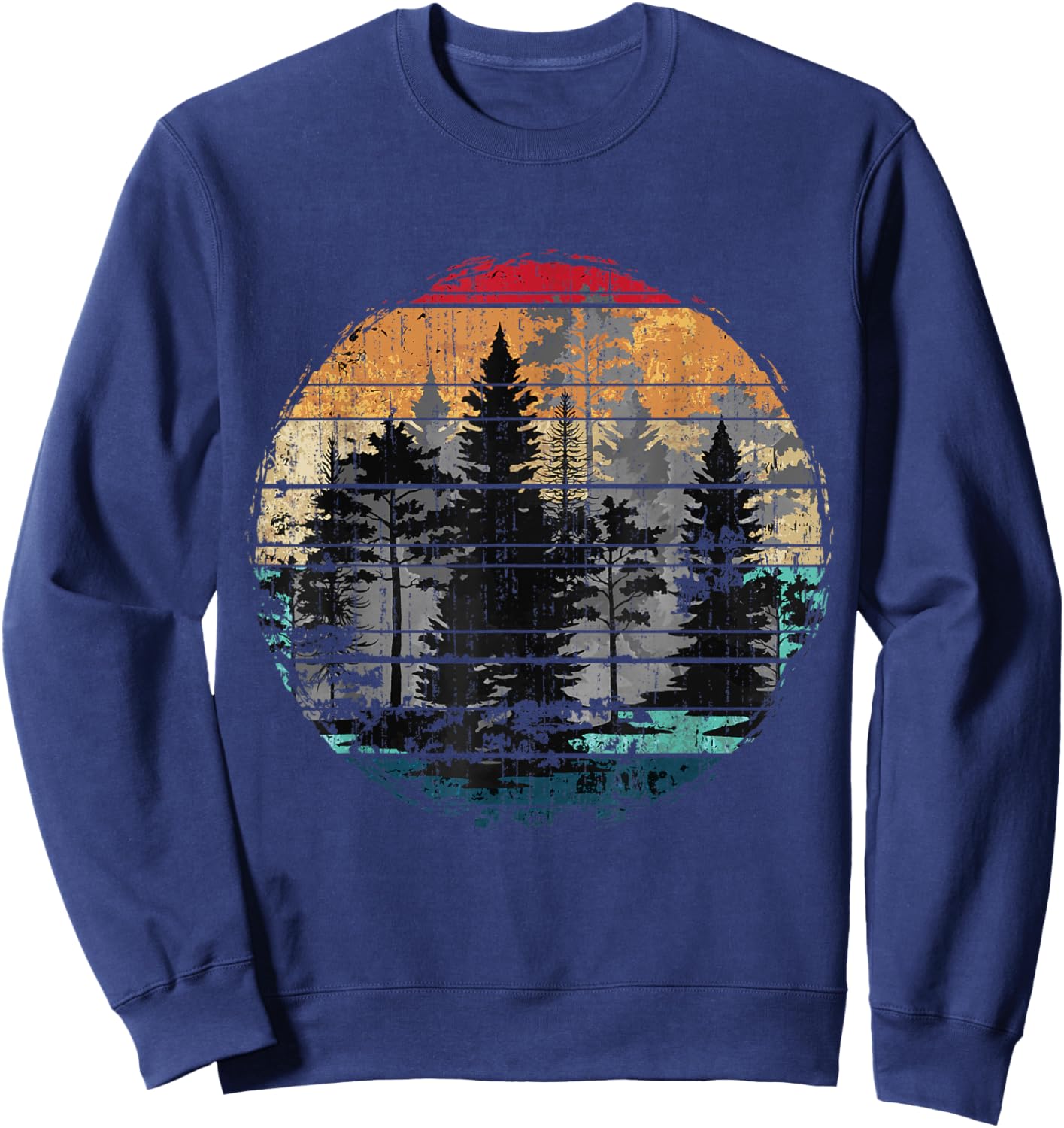 Wildlife Outdoor Forest Trees Retro Nature Sweatshirt - Sweatshirt | Navy