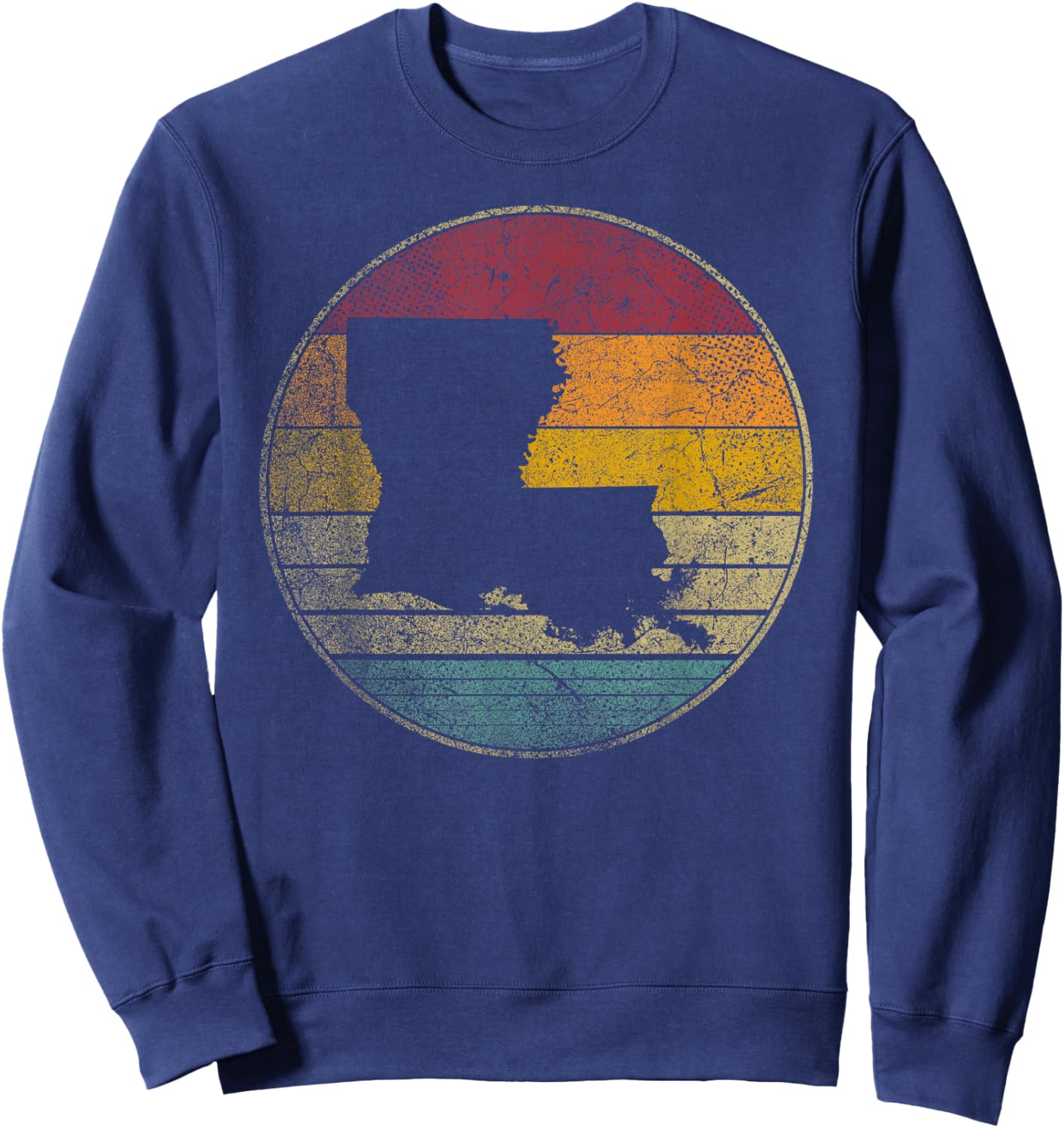 Louisiana Retro Style Vintage Distressed 70s 80s 90s Gift Sweatshirt - Sweatshirt | Navy