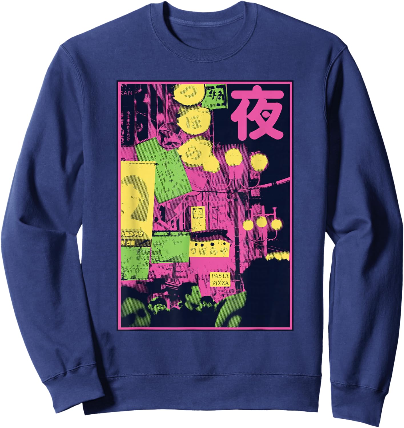 Aesthetic Style Vaporwave Japan 80s 90s Tokyo Osaka street Sweatshirt - Sweatshirt | Navy