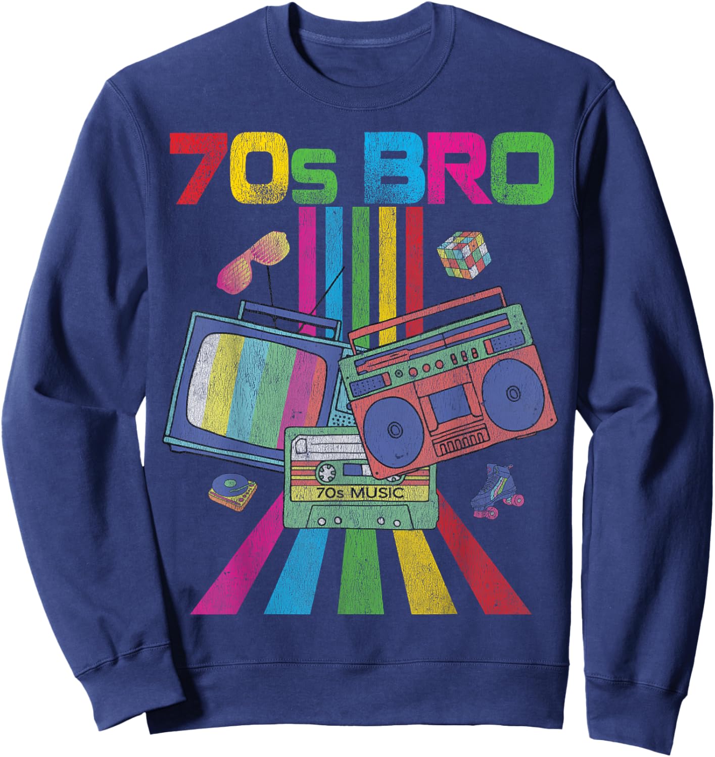 70s Bro Costume 60's 70's Party Retro Vintage Papa Grandpa Sweatshirt - Sweatshirt | Navy