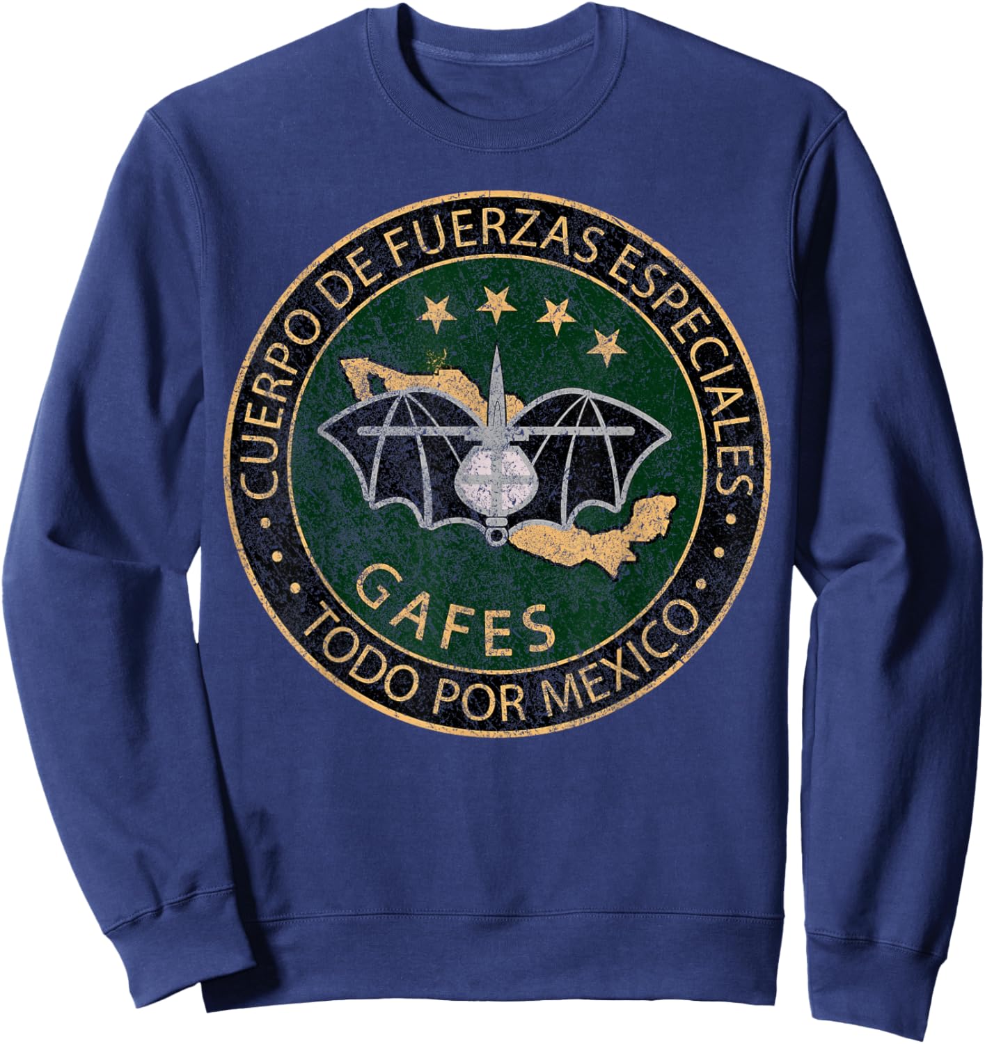 GAFES GAFE Mexican Special Force Fuerzas Mexican Patriot Sweatshirt - Sweatshirt | Navy