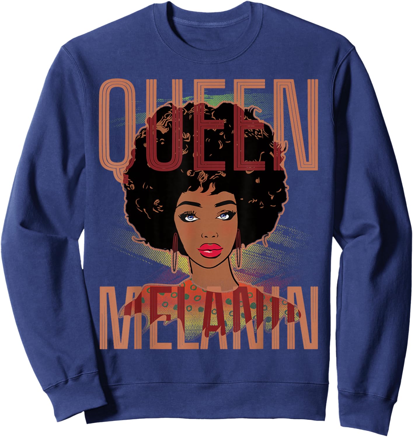 Queen Melanin Shirt Black Culture Pride Afro Woman Girl Sweatshirt - Sweatshirt | Navy