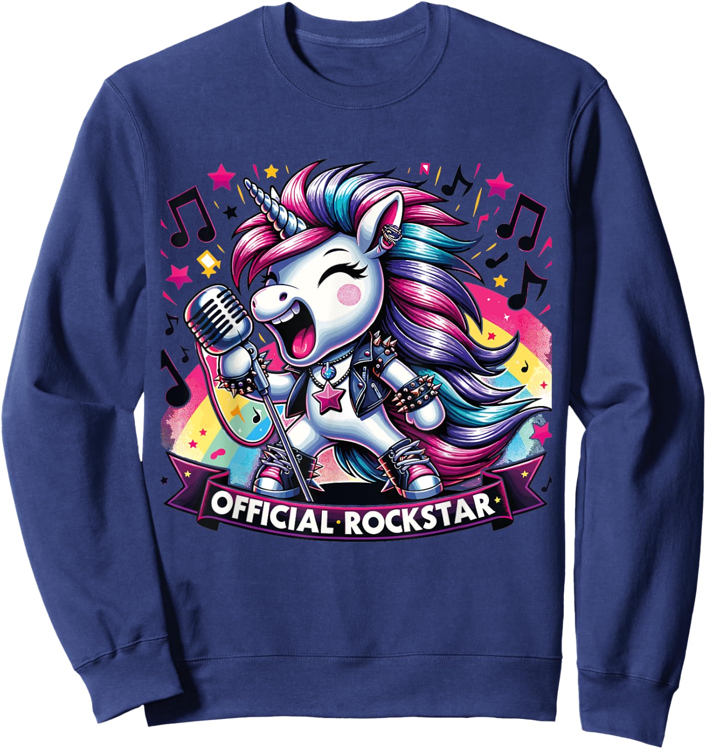 Funny unicorn Singer Rockstar Band official rockstar Sweatshirt - Sweatshirt | Navy