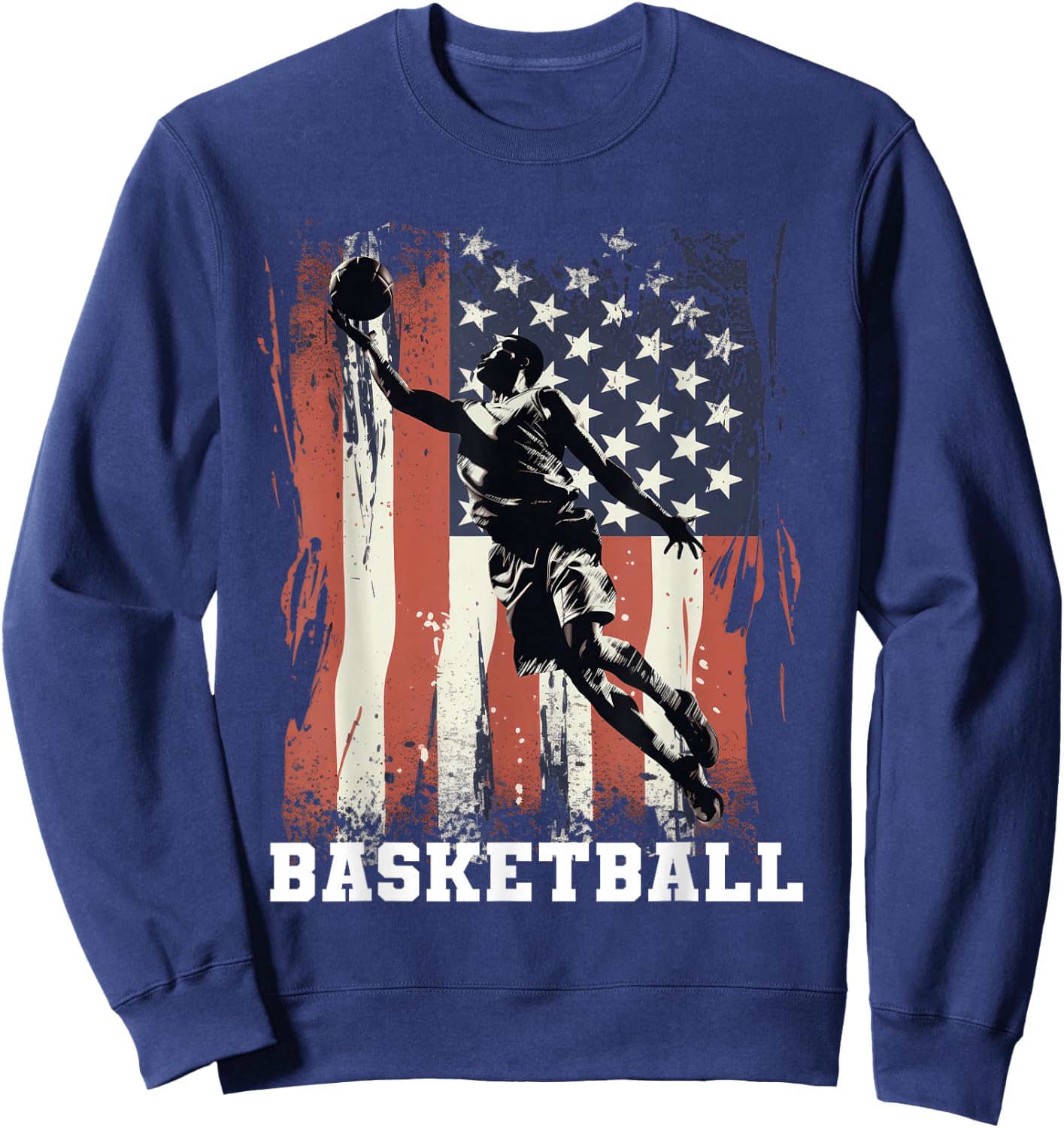Basketball Support the Team Flag USA Hoops Dream American Sweatshirt - Sweatshirt | Navy