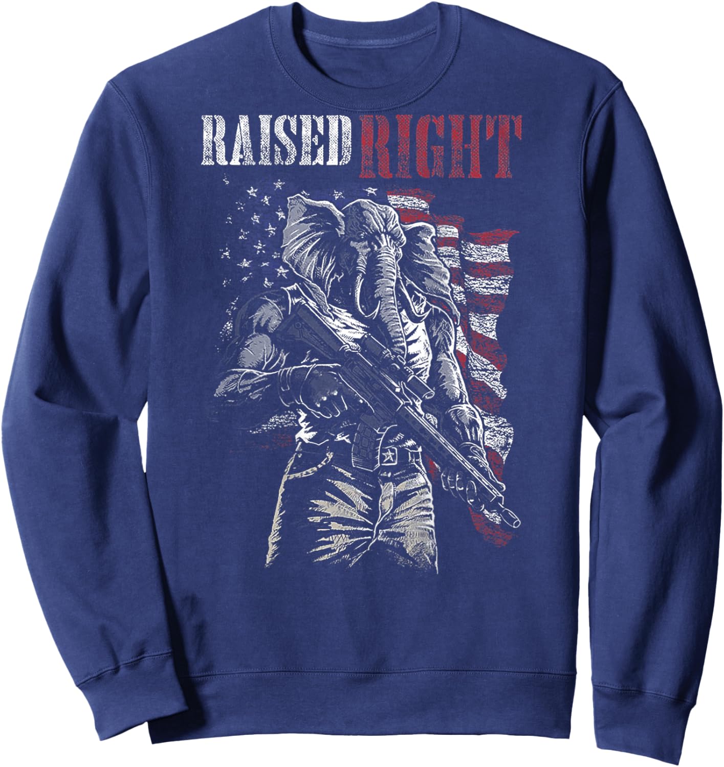 Raised Right Elephant (on back) Sweatshirt - Sweatshirt | Navy
