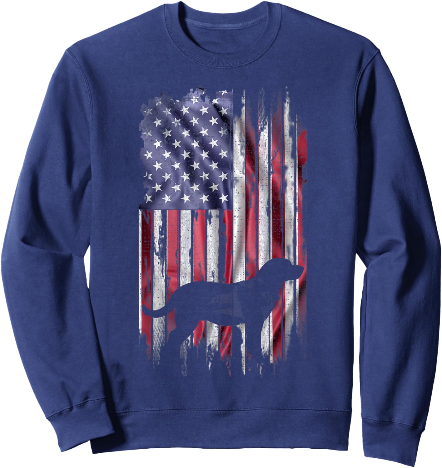 Vintage USA Flag Love Labrador Retriever Dog Lab Silhouette Sweatshirt - Sweatshirt | Navy