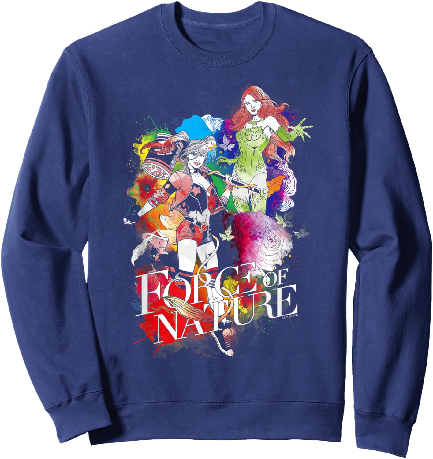 DC Comics Harley Quinn And Poison Ivy Rainbow Pride Poster Sweatshirt - Sweatshirt | Navy