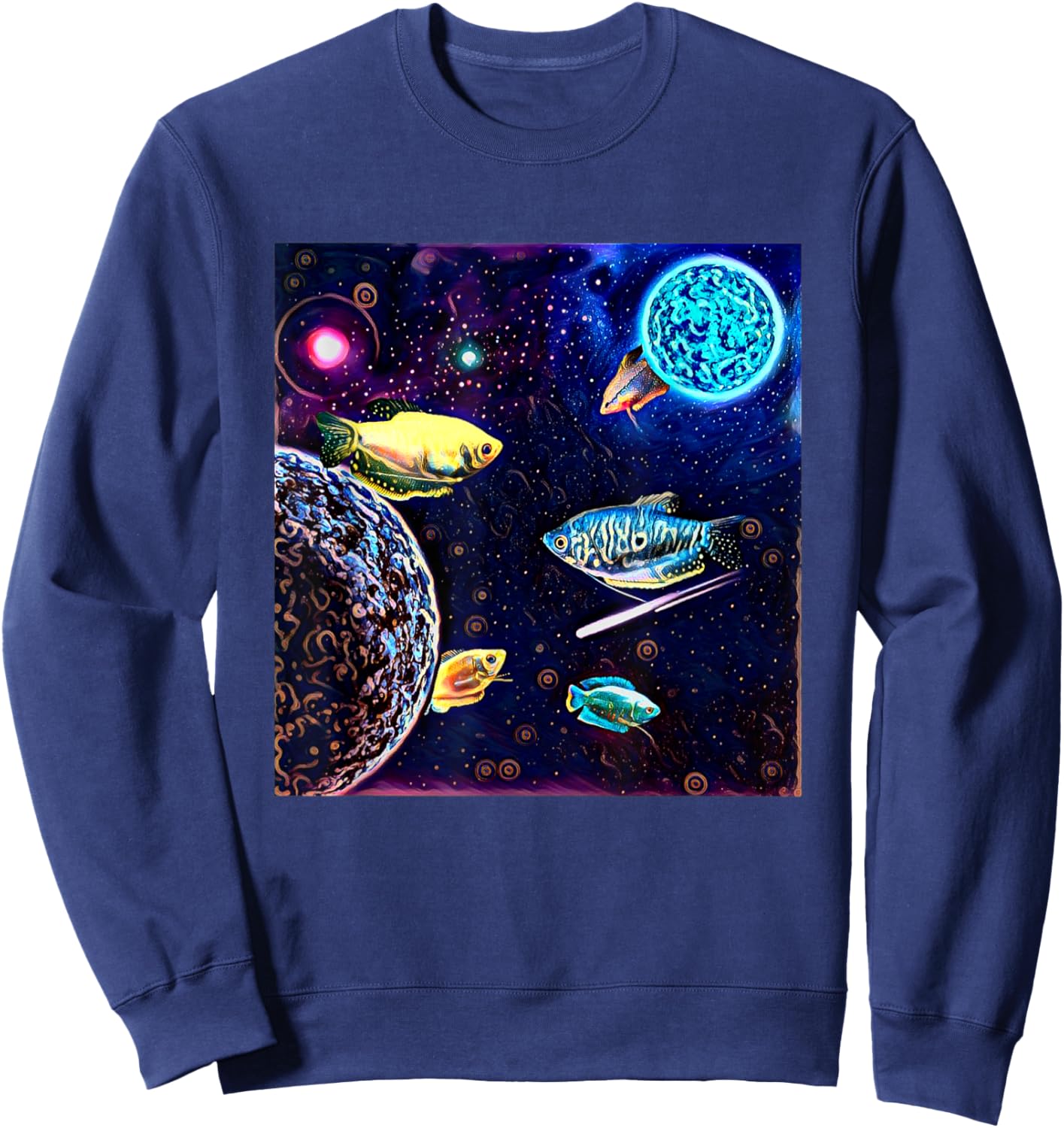 Gouramis Galaxy Planets Aquarium Fish Tank Keepers Sweatshirt - Sweatshirt | Navy