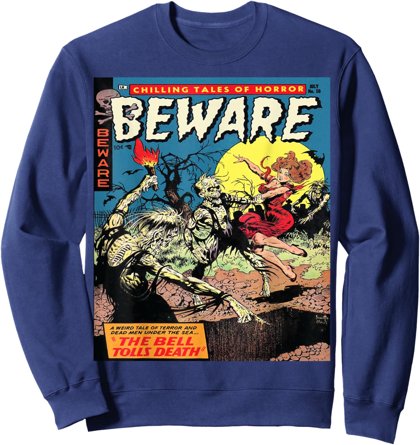 Halloween Horror Vintage Zombie Comic Book Retro Scary Funny Sweatshirt - Sweatshirt | Navy