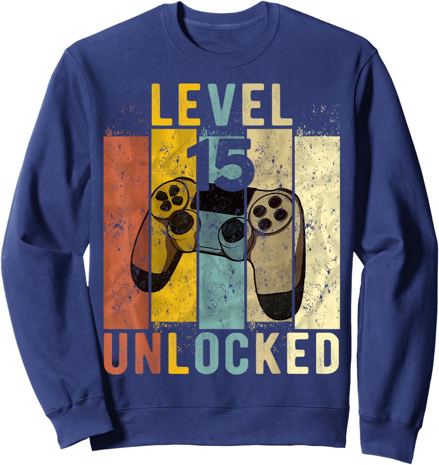 15th Birthday Level 15 Unlocked Video Gamer Sweatshirt - Sweatshirt | Navy