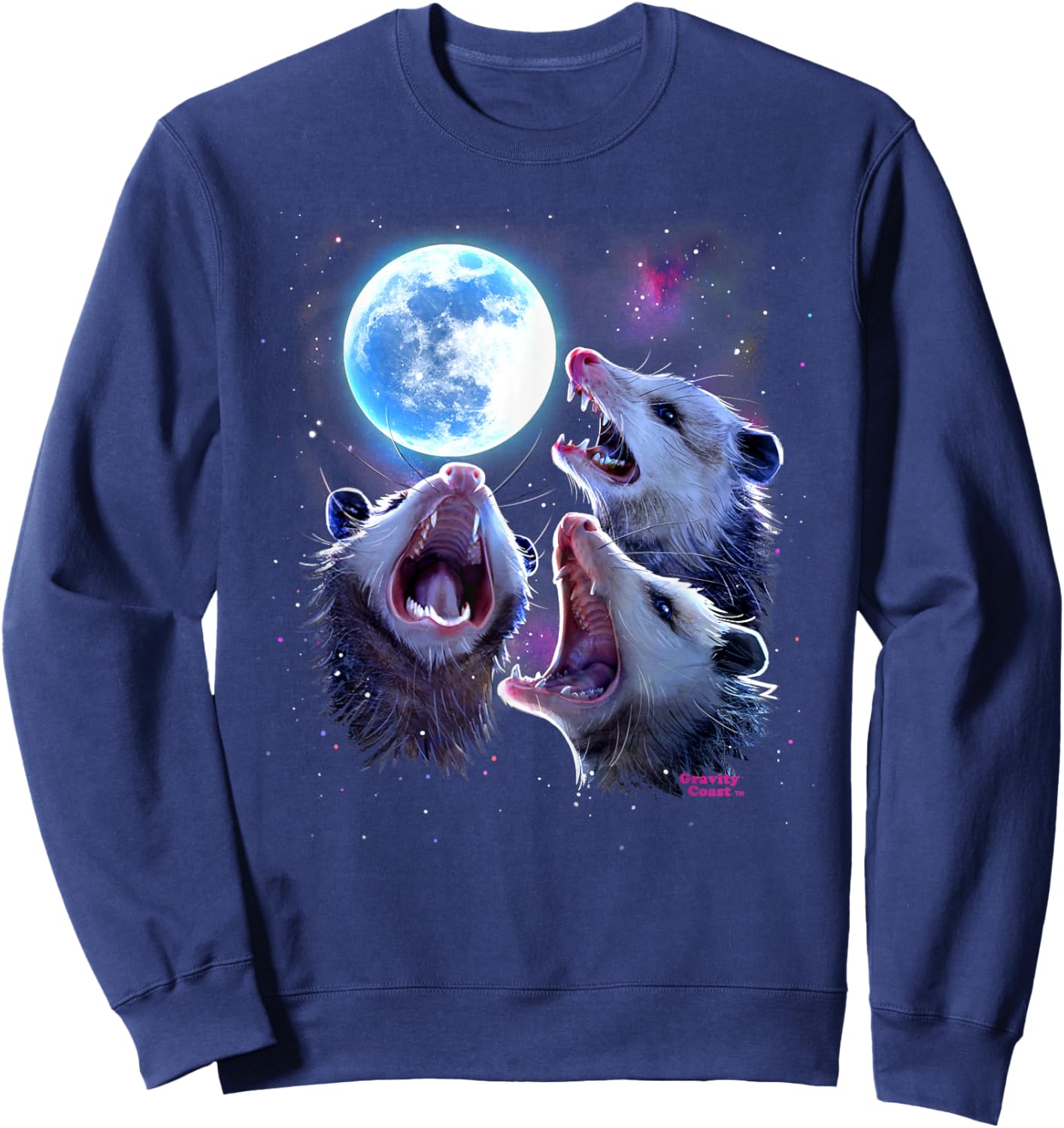 Three Opossums howling at the Moon Funny Pet Possum Shirt Sweatshirt - Sweatshirt | Navy