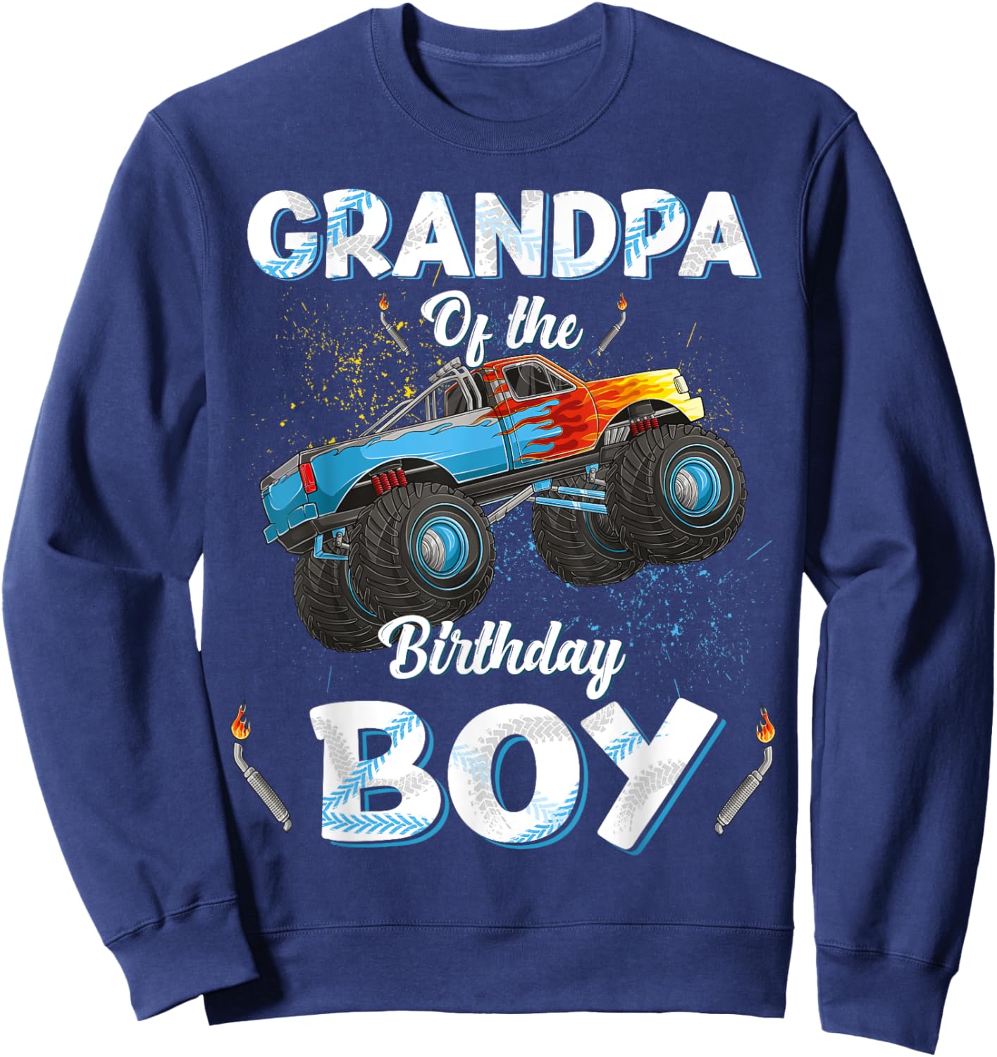 Grandpa Of The Birthday Boy Monster Truck Bday Men Grampy Sweatshirt - Sweatshirt | Navy