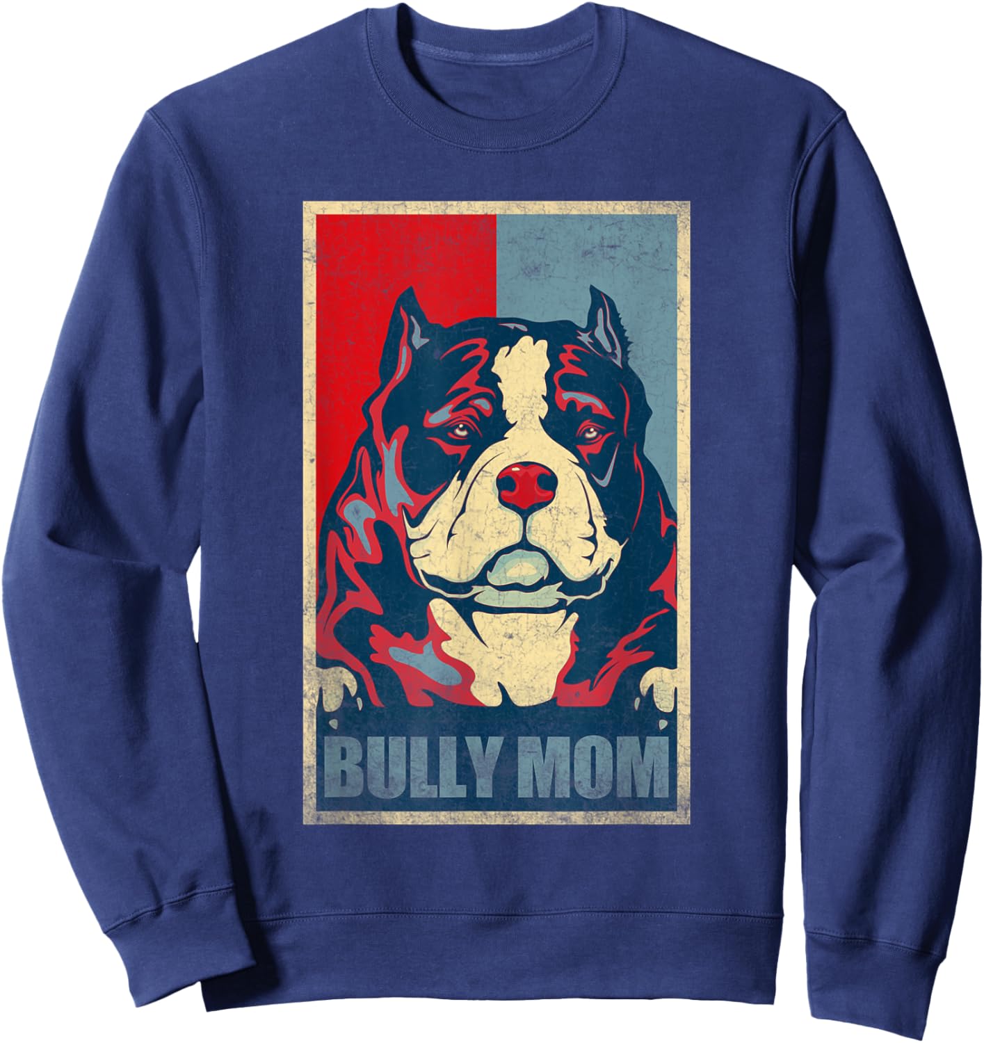 American Bully Mom Vintage , Dog Bully Mom Sweatshirt - Sweatshirt | Navy