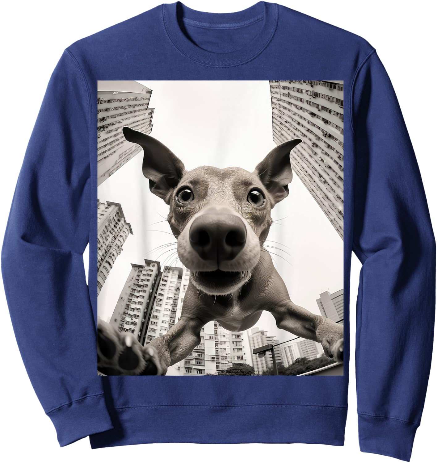Funny dog selfie pic Sweatshirt - Sweatshirt | Navy