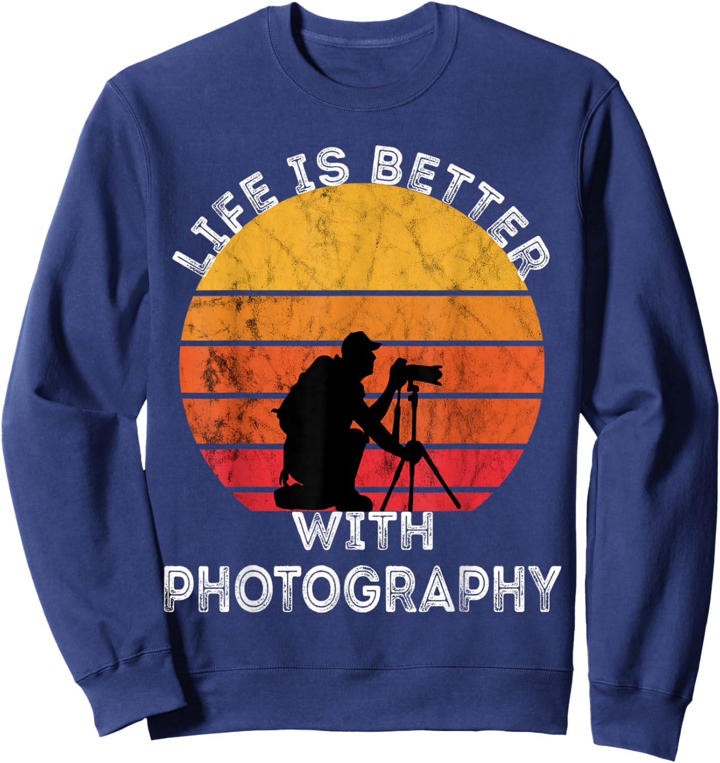 Photographer Camera Lover Retro Vintage Sunset Photography Sweatshirt - Sweatshirt | Navy