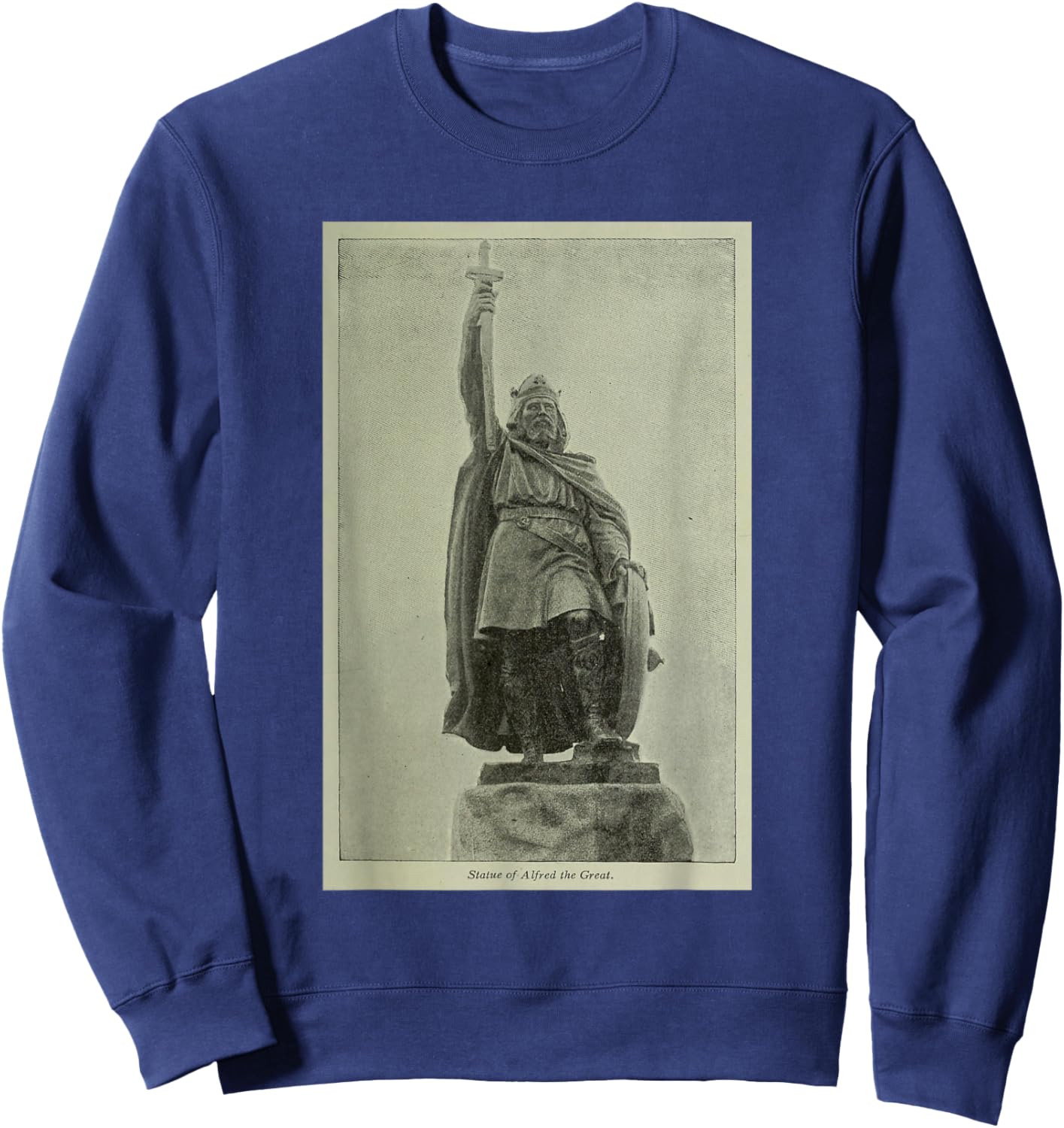 Vintage Alfred The Great Statue Illustration (1915) Sweatshirt - Sweatshirt | Navy
