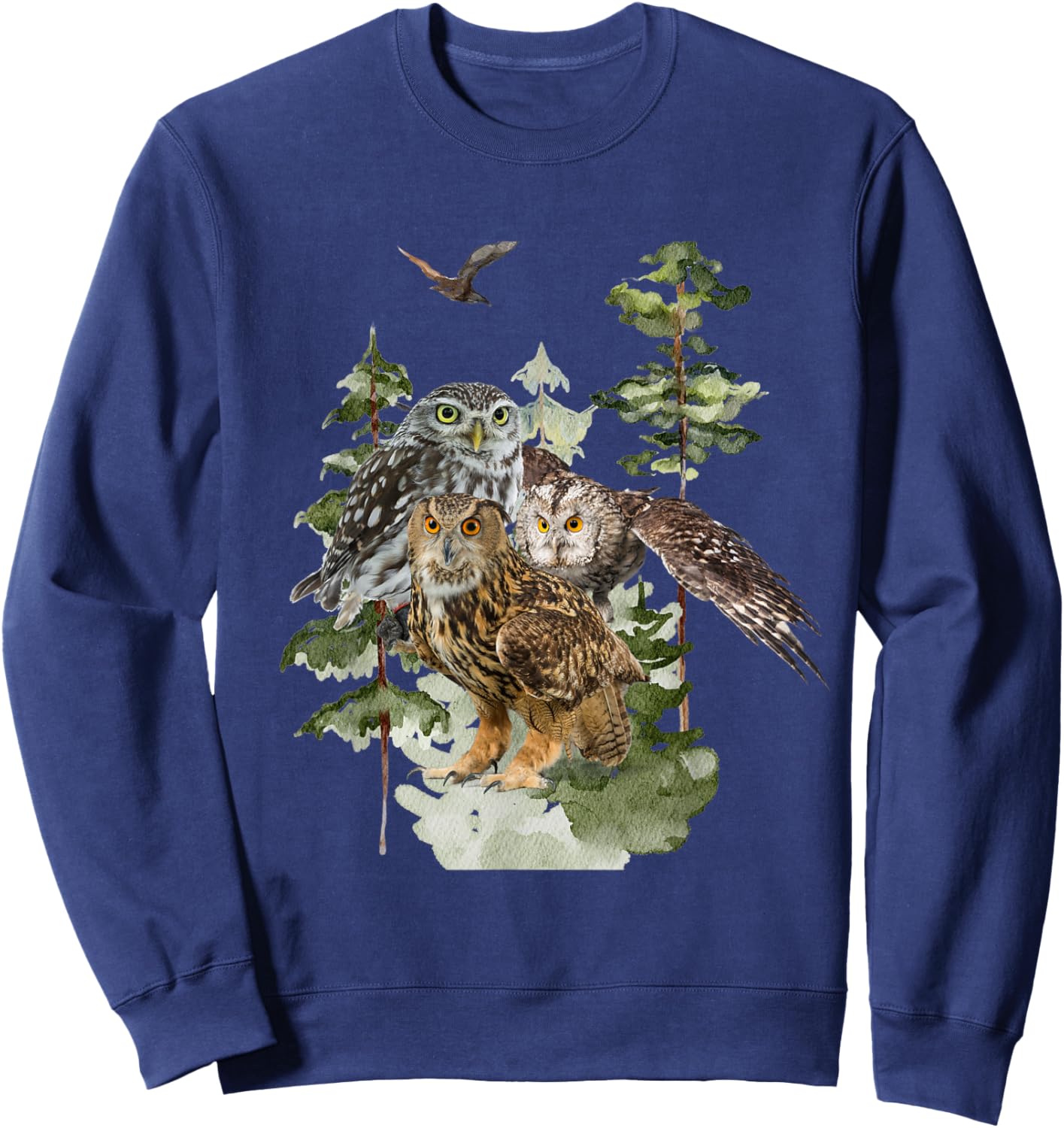 Wildlife Mountain Owls in the Woods Sweatshirt - Sweatshirt | Navy