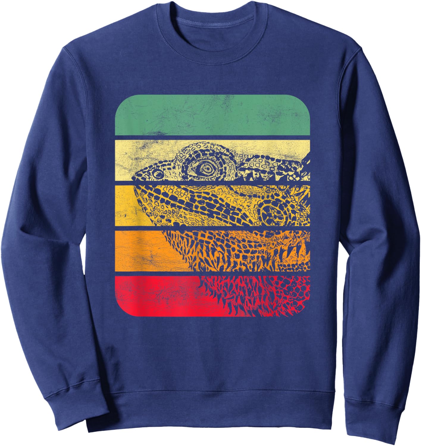 Bearded Dragon Vintage Sunset Retro Style Pet Eidec Sweatshirt - Sweatshirt | Navy