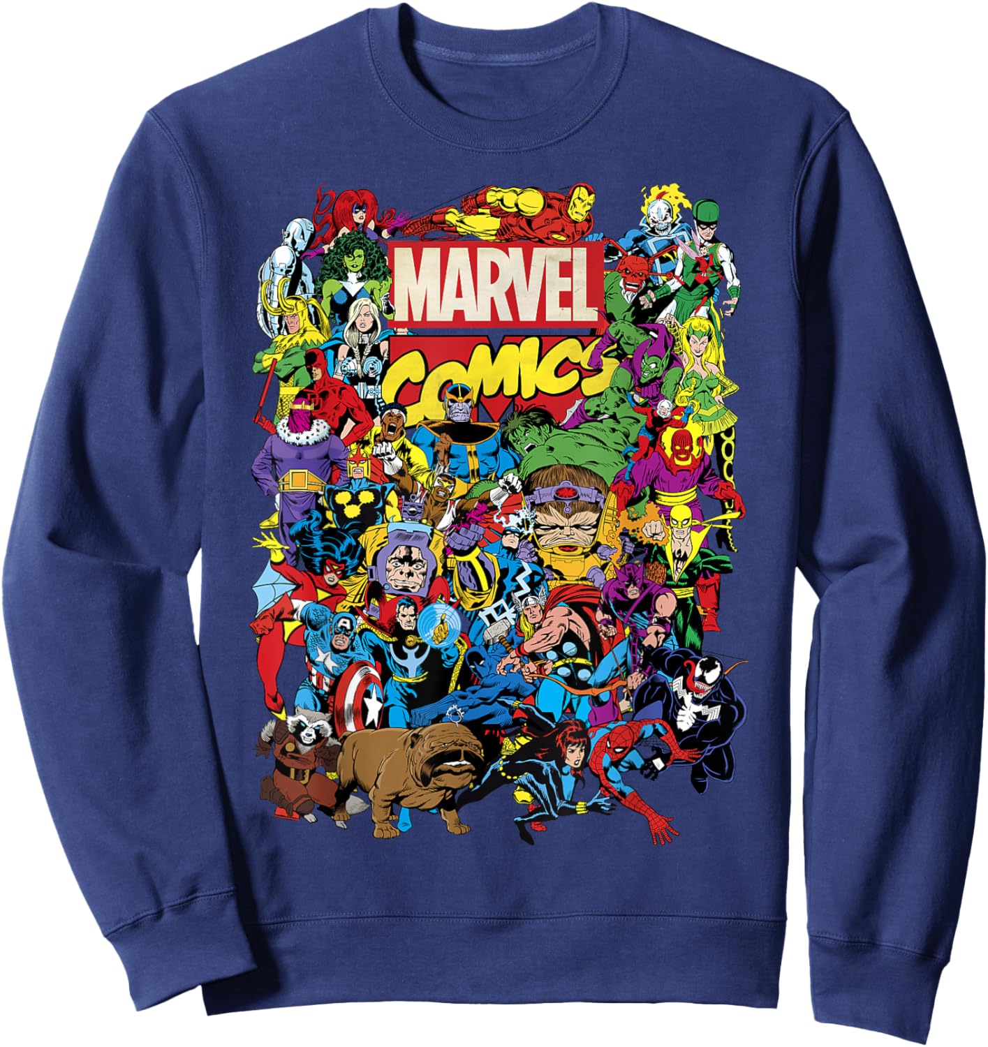 Marvel Comics Retro Classic Avengers Heroes Group Shot Sweatshirt - Sweatshirt | Navy