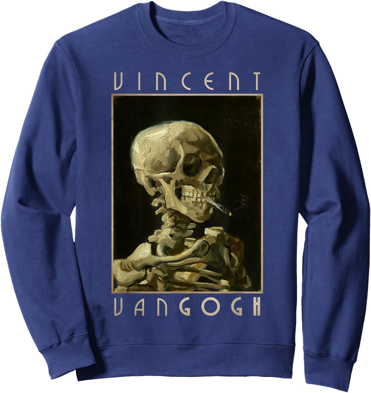 Vincent Van Gogh Shirt Smoking Skeleton Art Sweatshirt - Sweatshirt | Navy